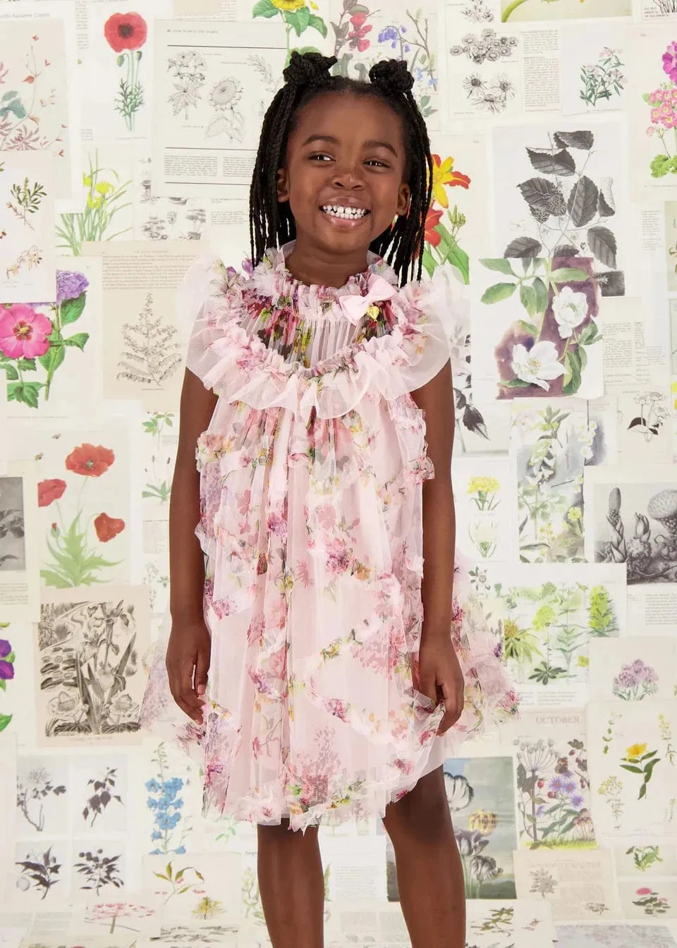 Robe en tulle floral Elle pour filles en rose