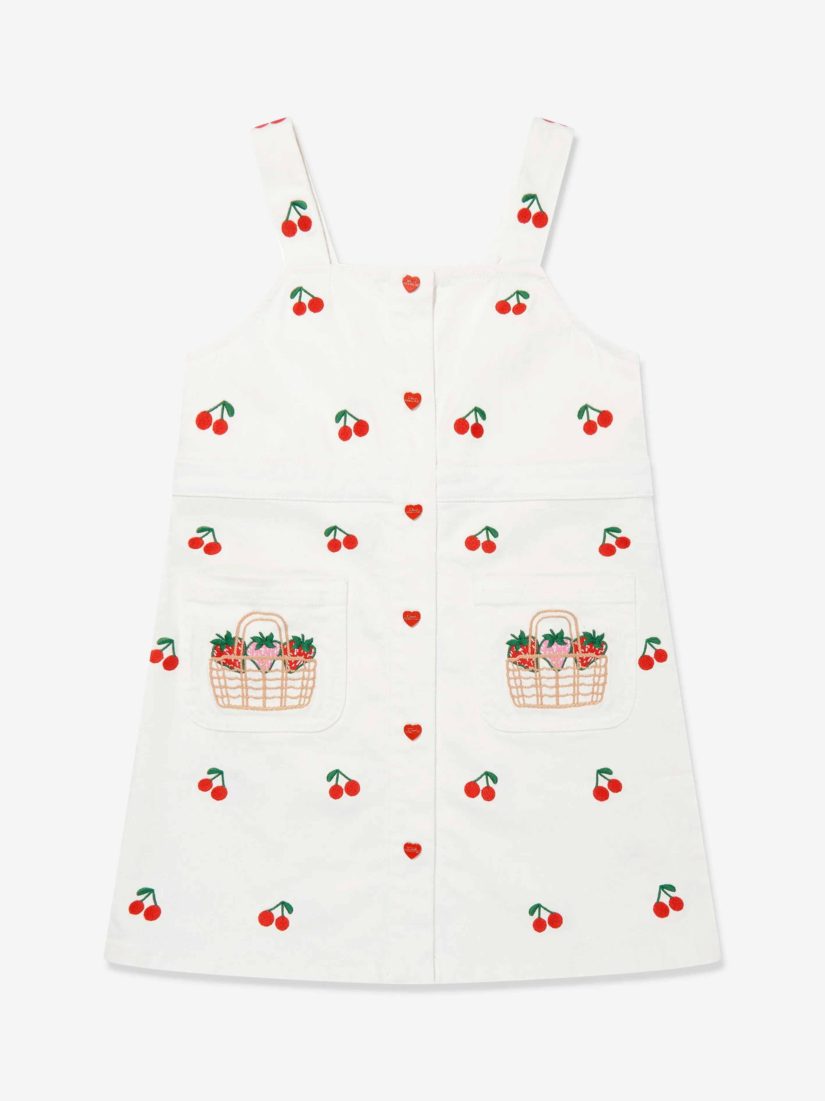 Robe brodée cerises pour filles en blanc