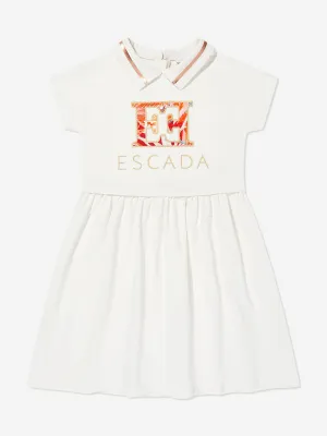 Robe brodée avec logo pour filles en ivoire