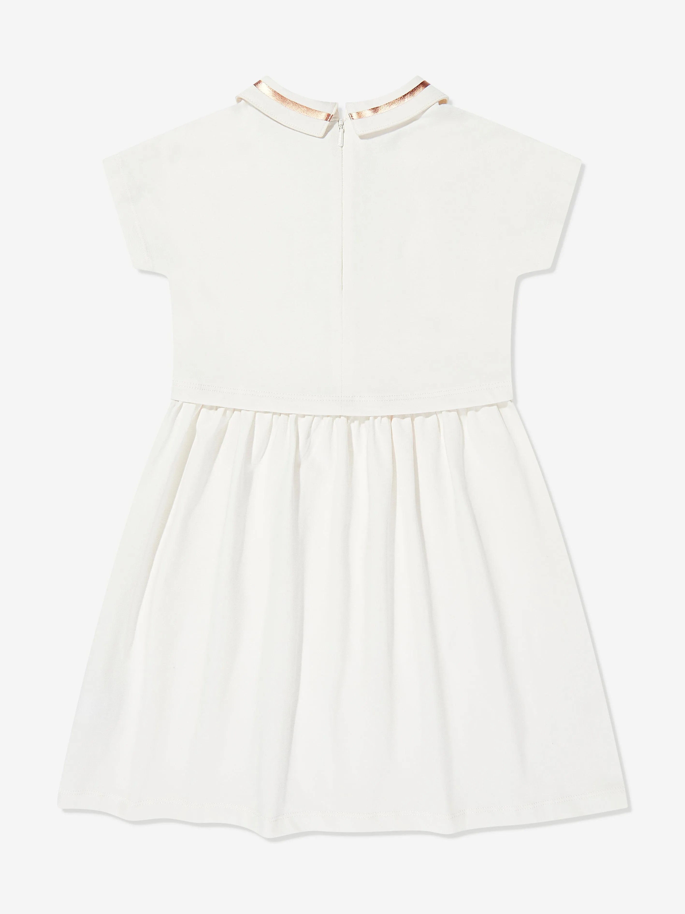 Robe brodée avec logo pour filles en ivoire