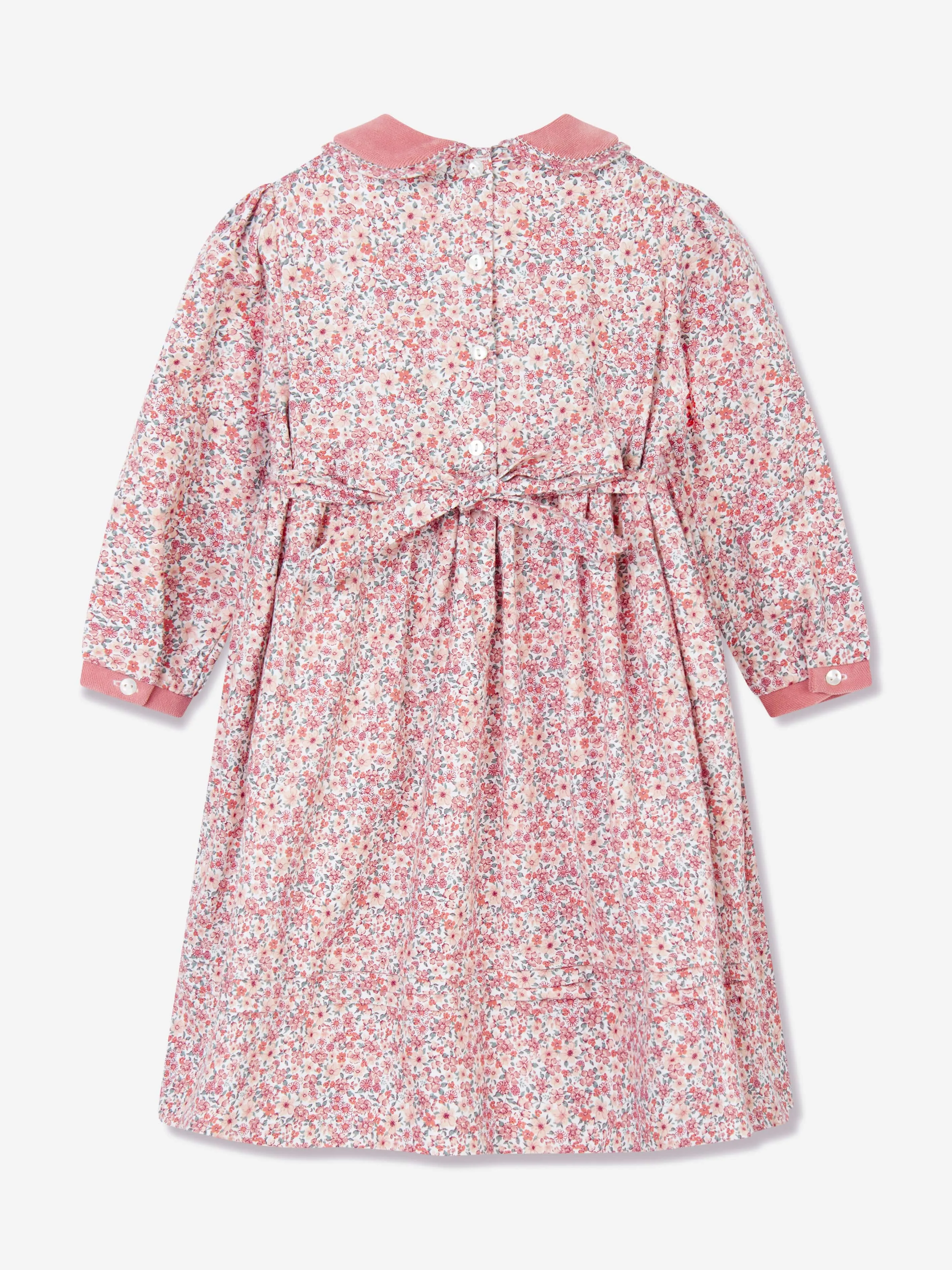 Robe à smocks florale pour fille en rose