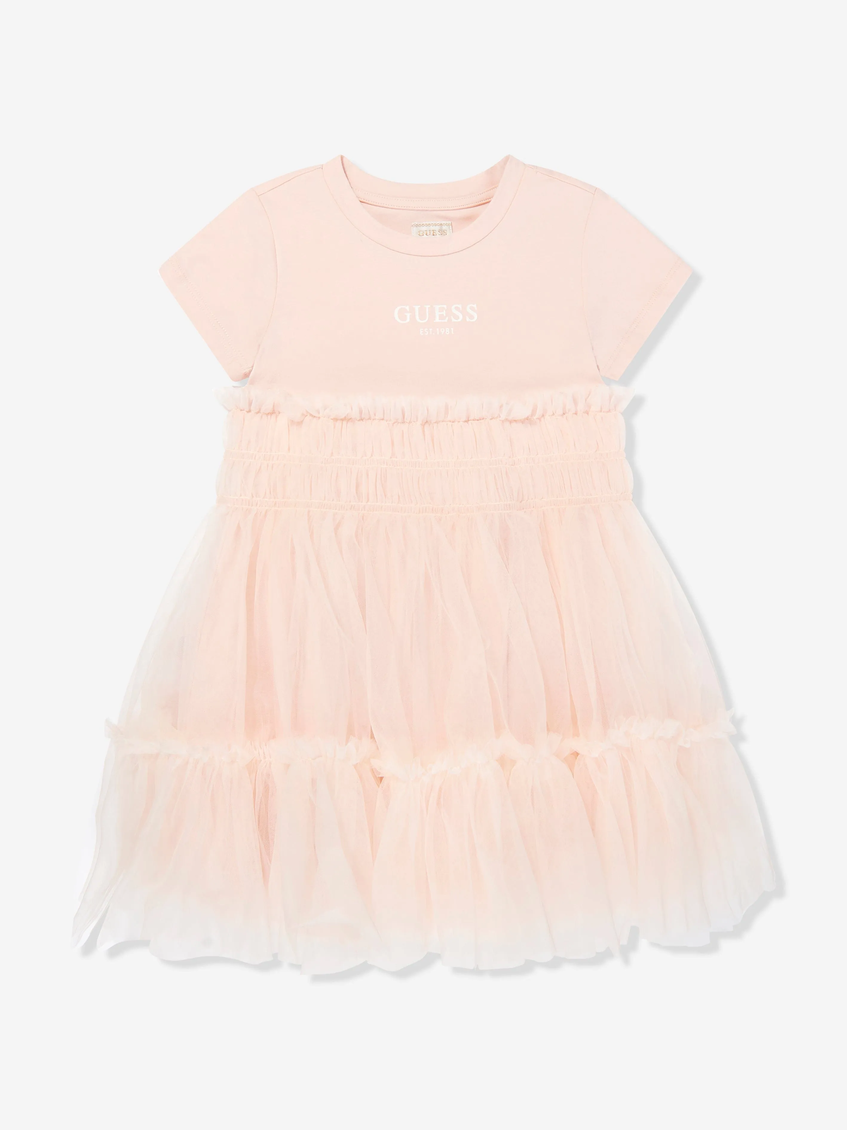 Robe en jersey et tulle pour fille en rose