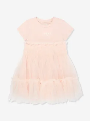 Robe en jersey et tulle pour fille en rose
