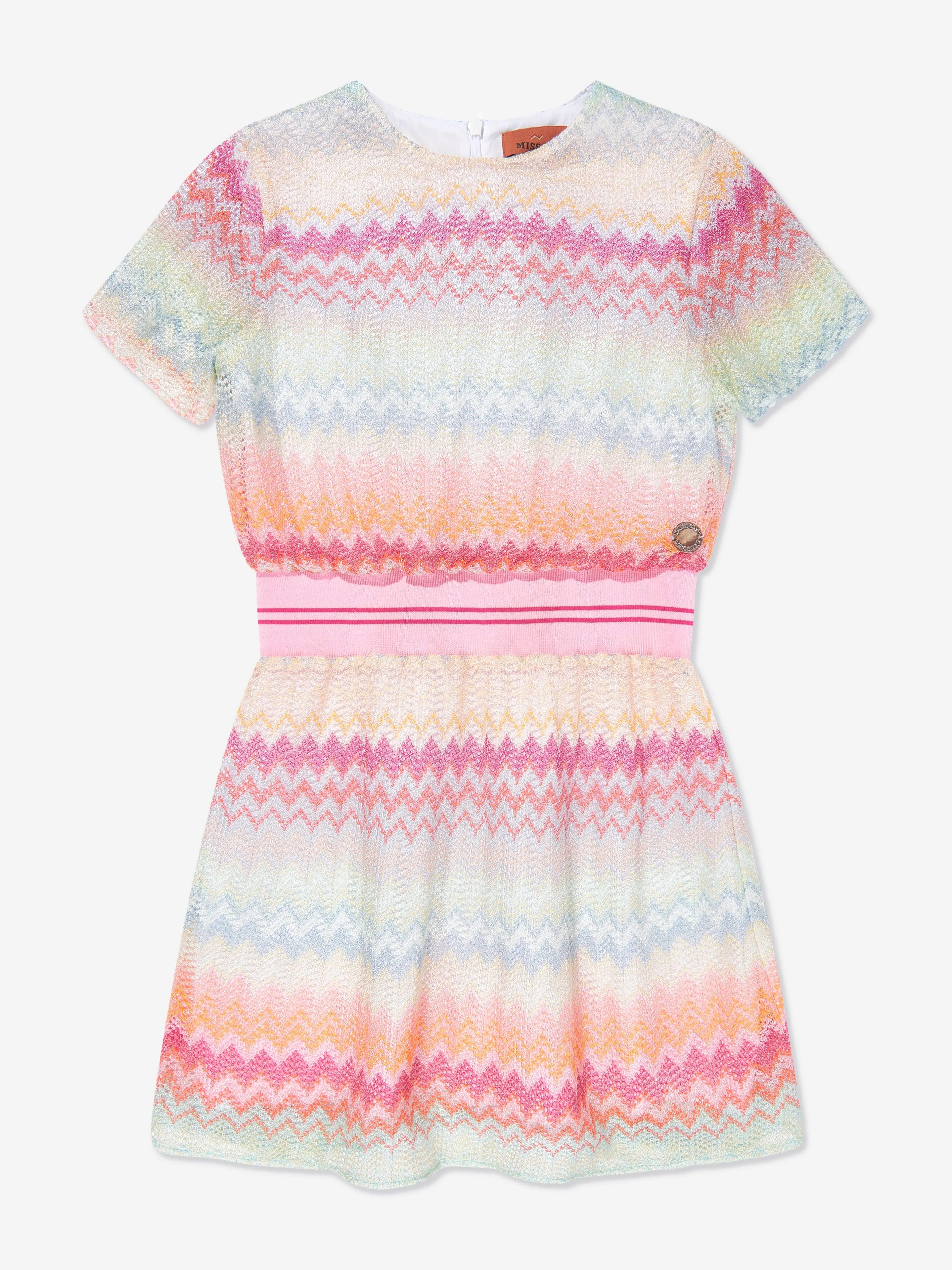 Robe zigzag tricotée multicolore pour filles