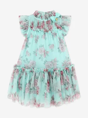 Robe Marigold Roses pour Filles en Bleu