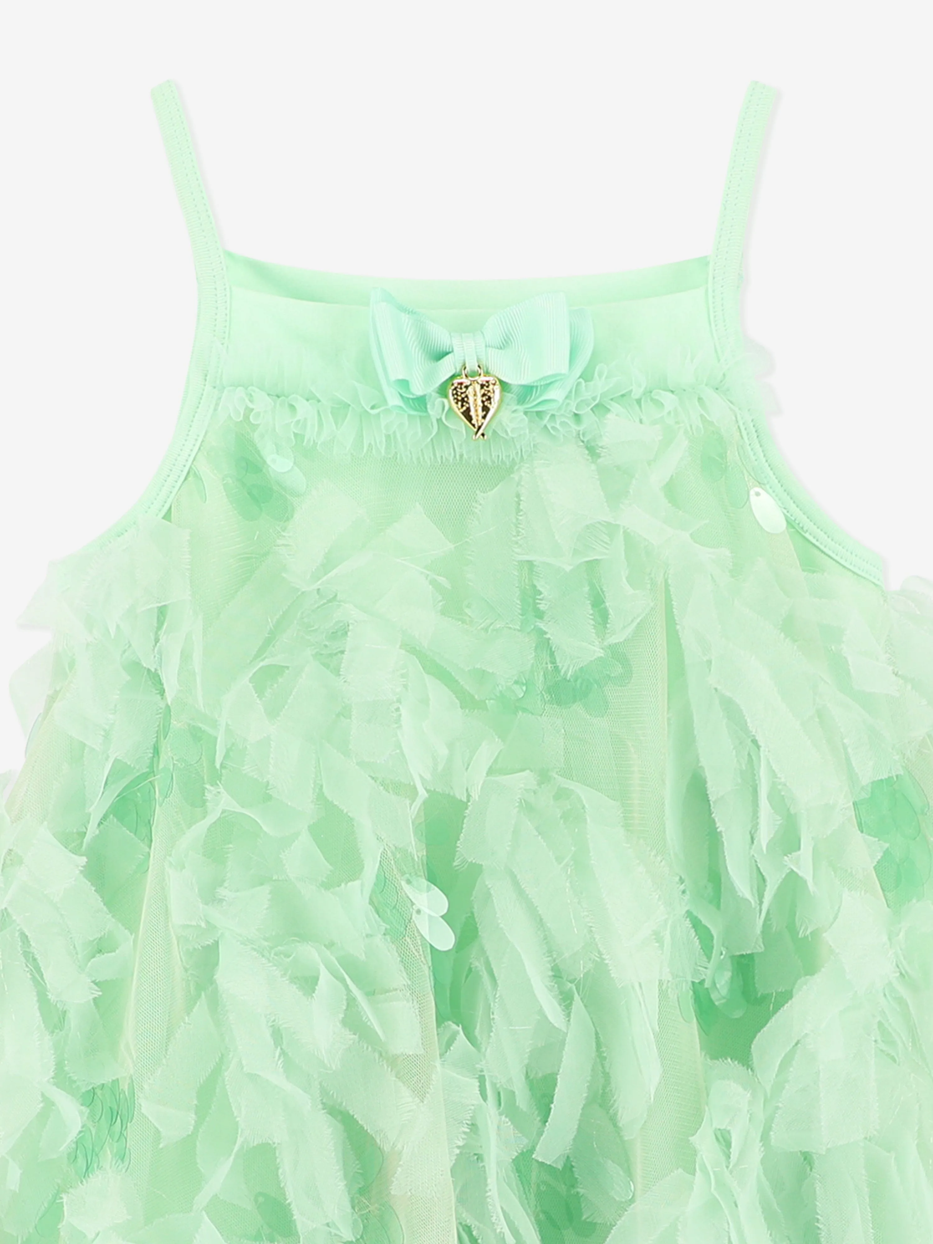 Robe Palma 3D en Tulle et Paillettes pour Fille en Vert