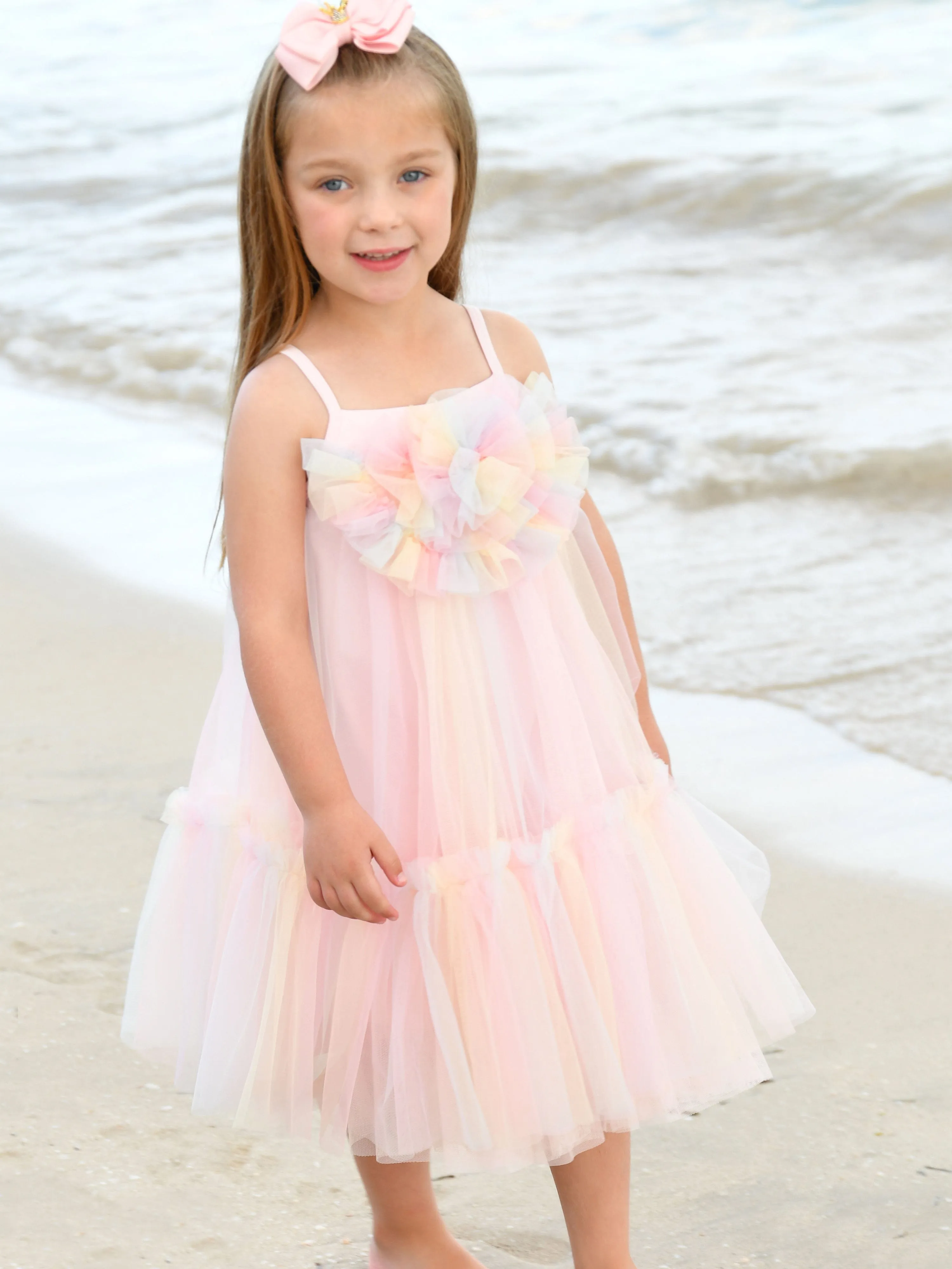 Robe en tulle Rosheen pour filles en rose
