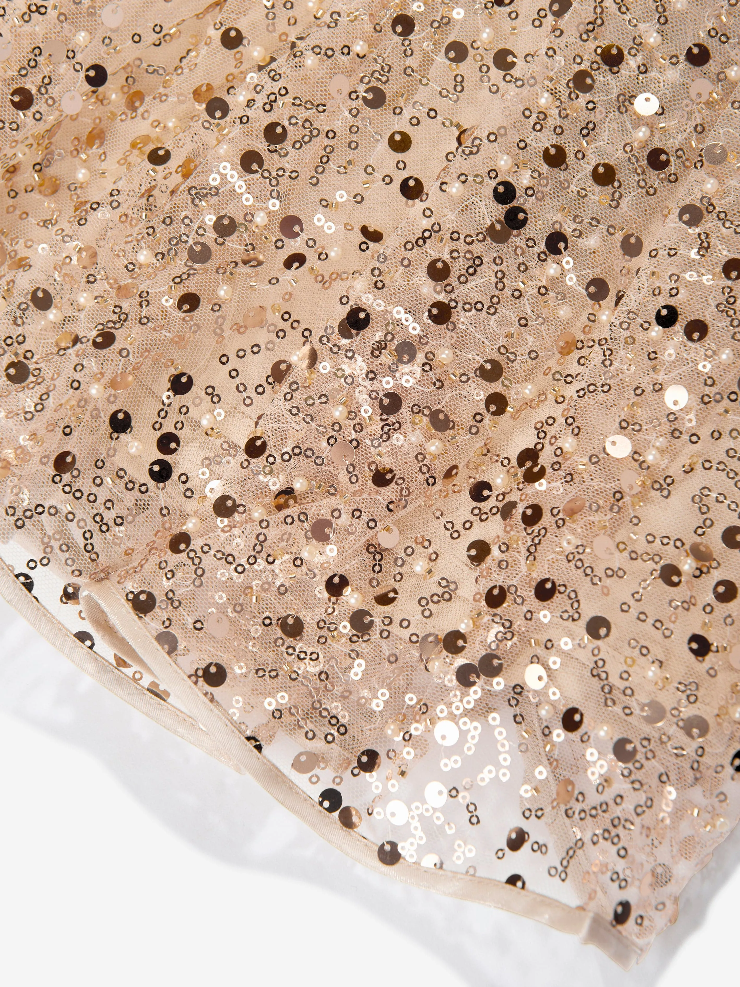 Robe en tulle à paillettes pour filles en beige