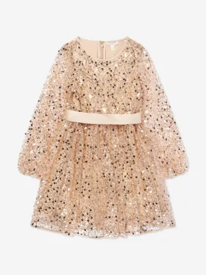 Robe en tulle à paillettes pour filles en beige