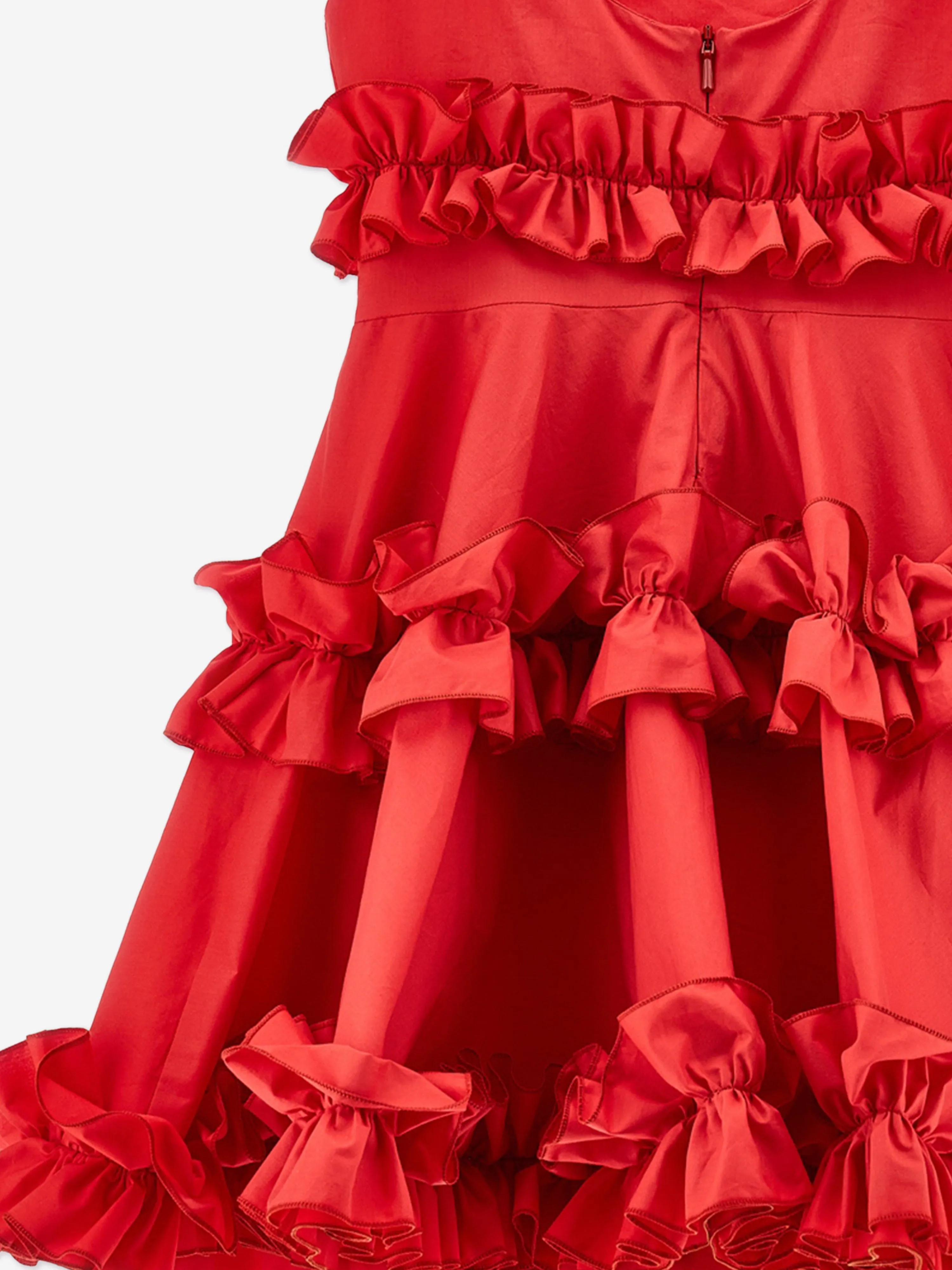 Robe sans manches plissée rouge pour filles