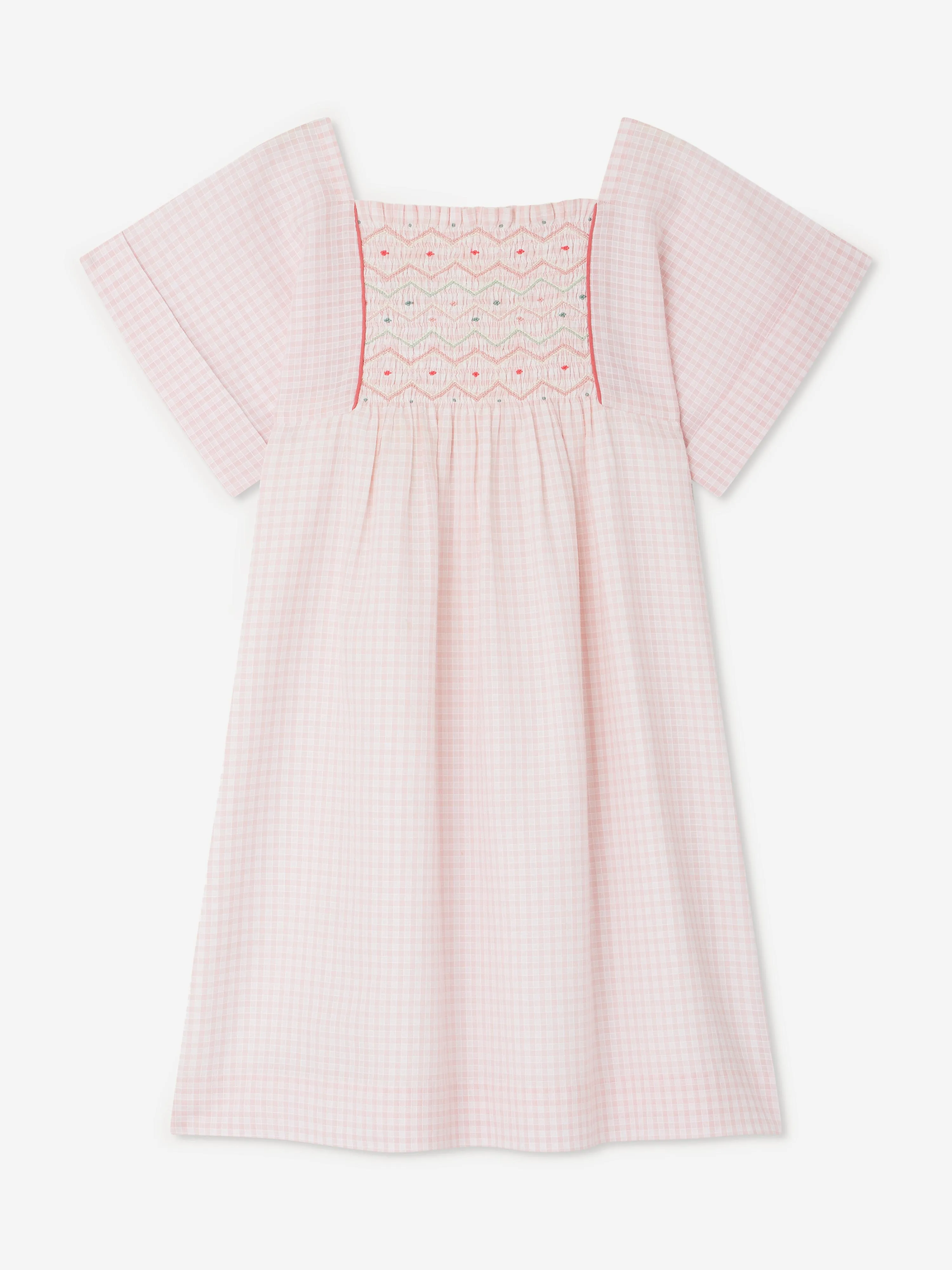 Robe paysanne froncée pour filles en rose