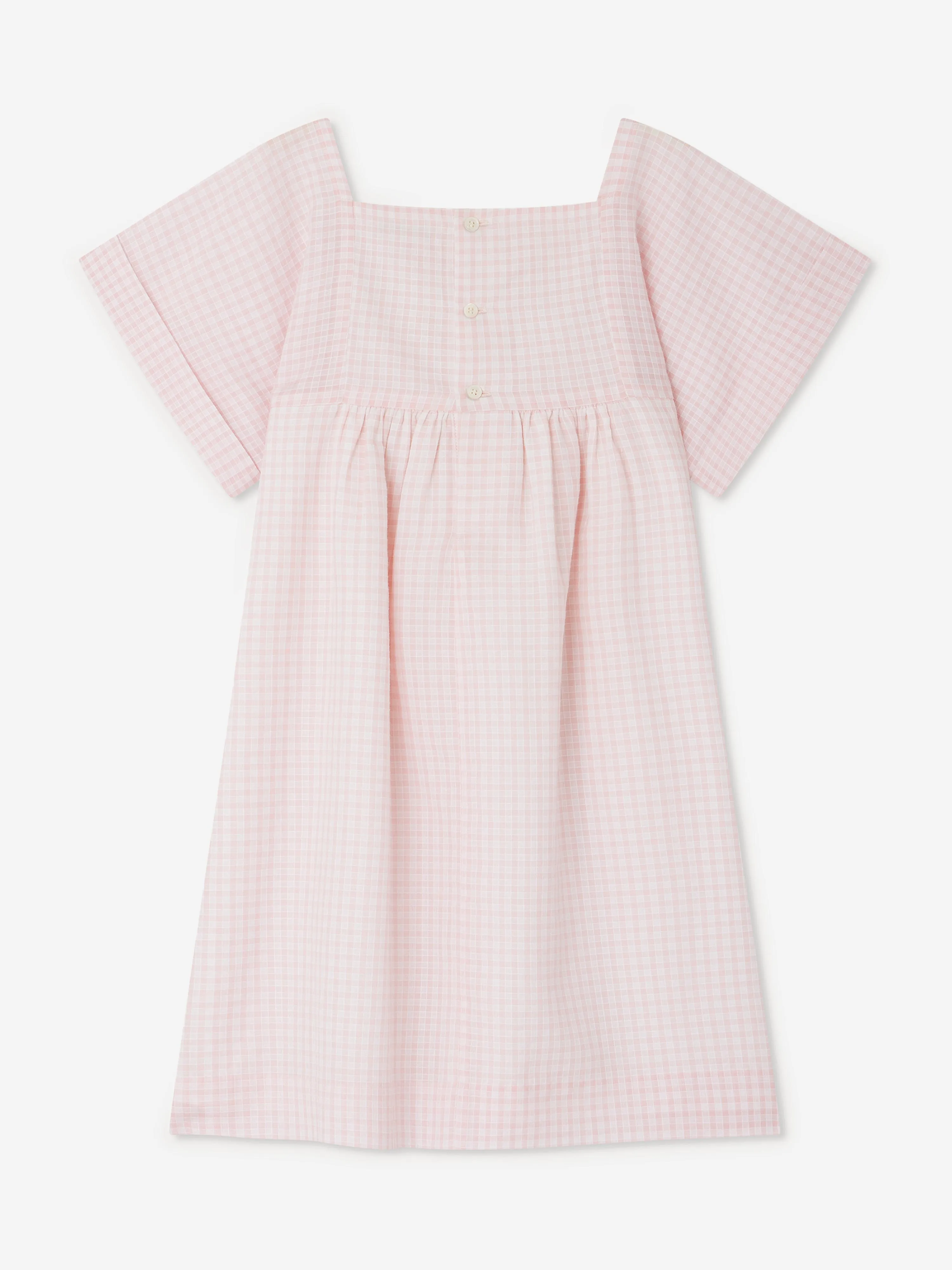 Robe paysanne froncée pour filles en rose