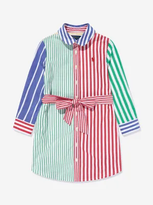 Robe chemisée rayée multicolore pour filles
