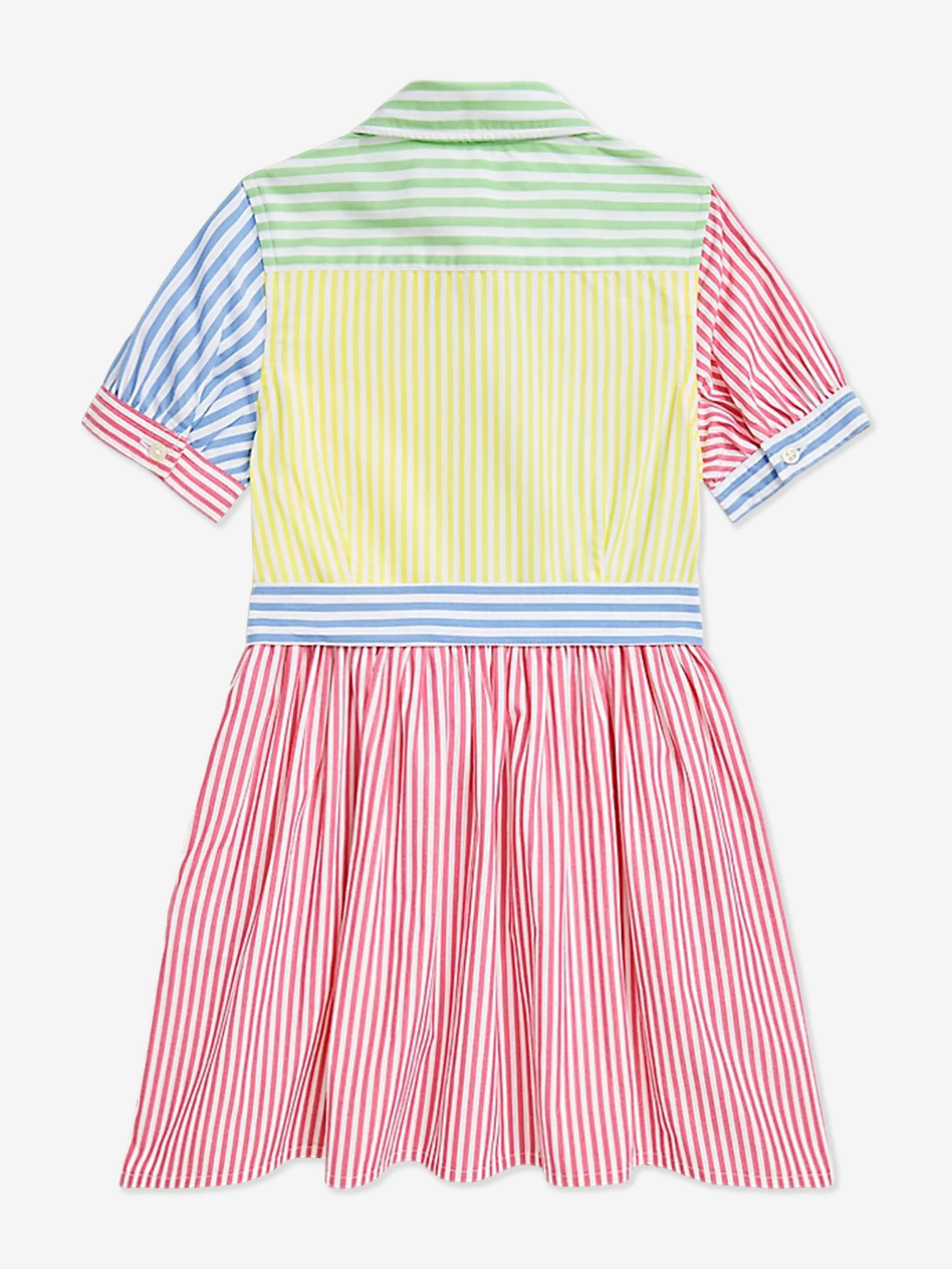 Robe chemise à rayures pour filles en rose