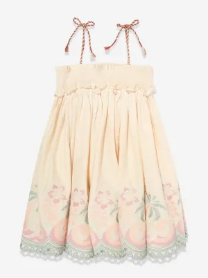 Girls Tallow Embroidered Swing Dress in Ivory