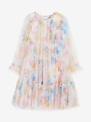 Robe en tulle floral Mariannes pour filles en blanc