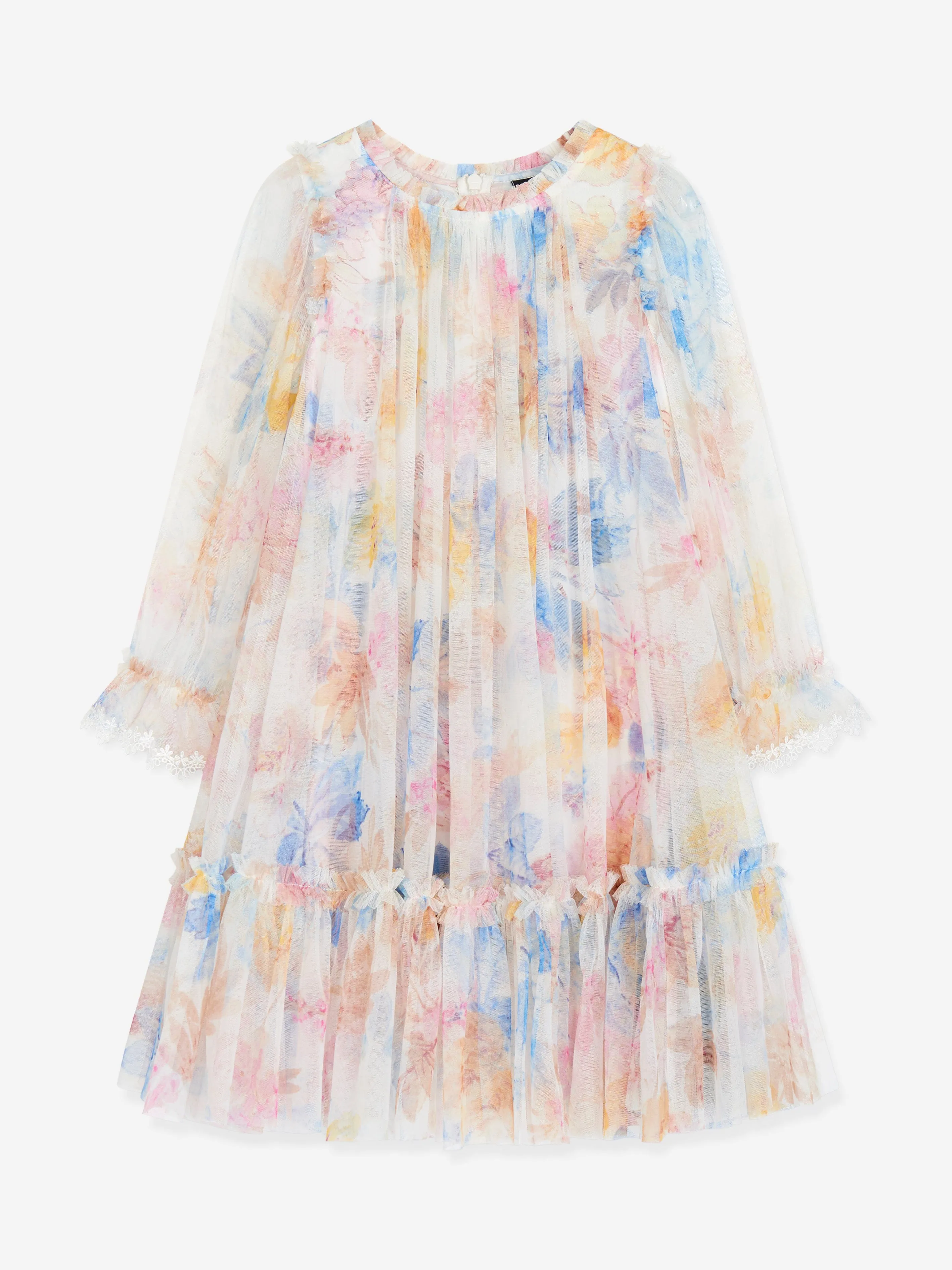 Robe en tulle floral Mariannes pour filles en blanc