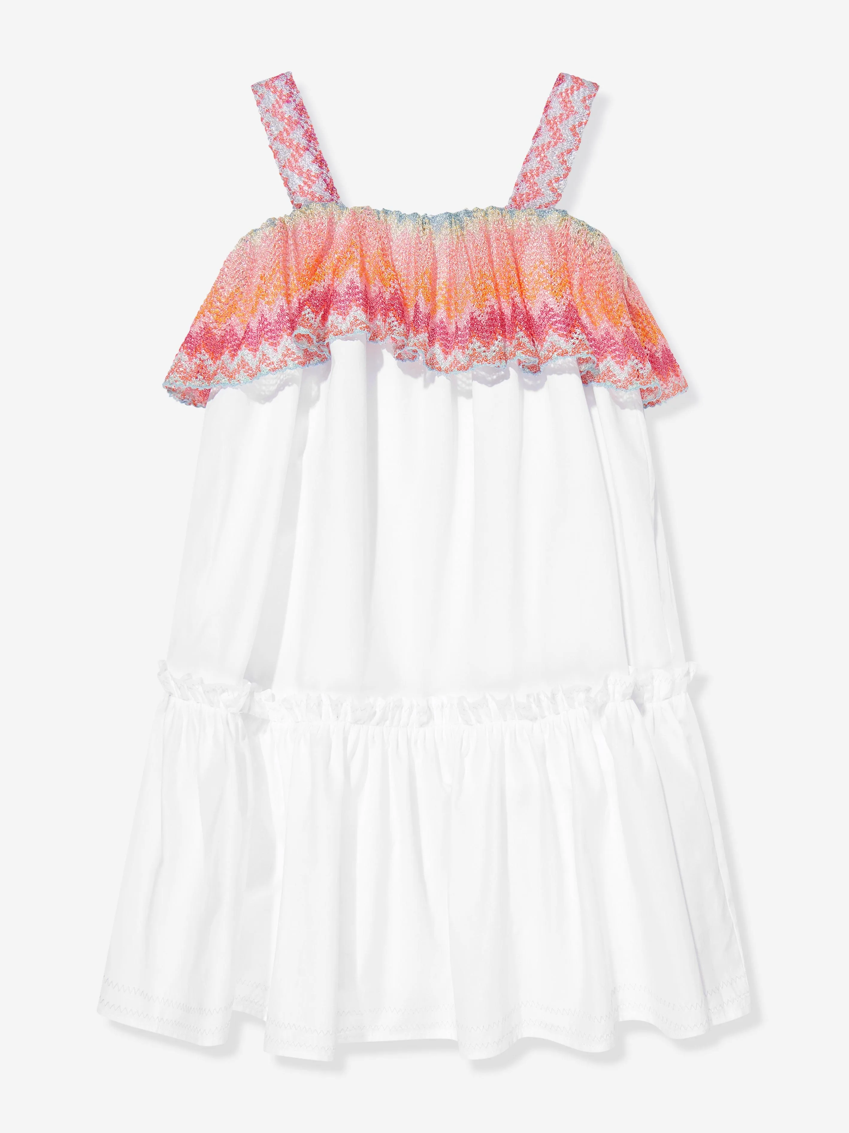 Robe d'été à motifs en zigzag pour filles en blanc