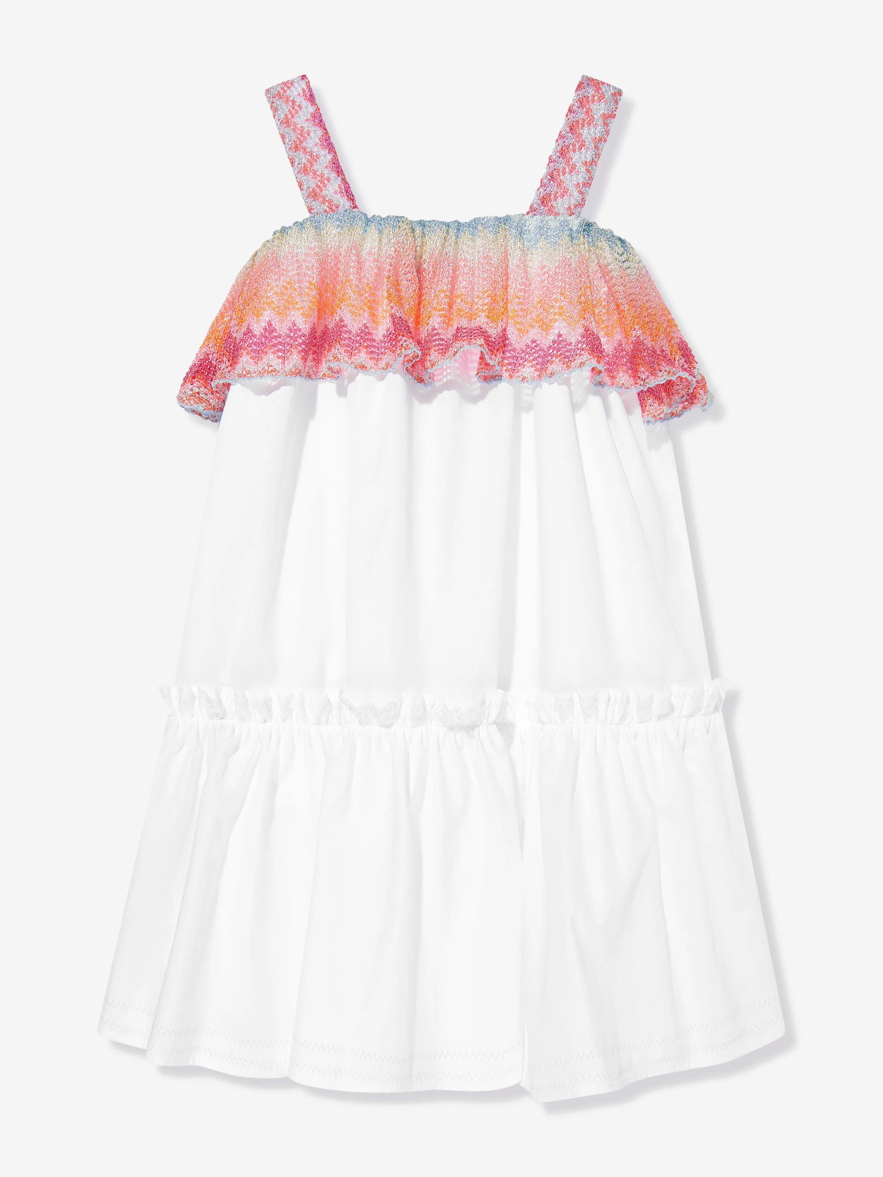 Robe d'été à motifs en zigzag pour filles en blanc
