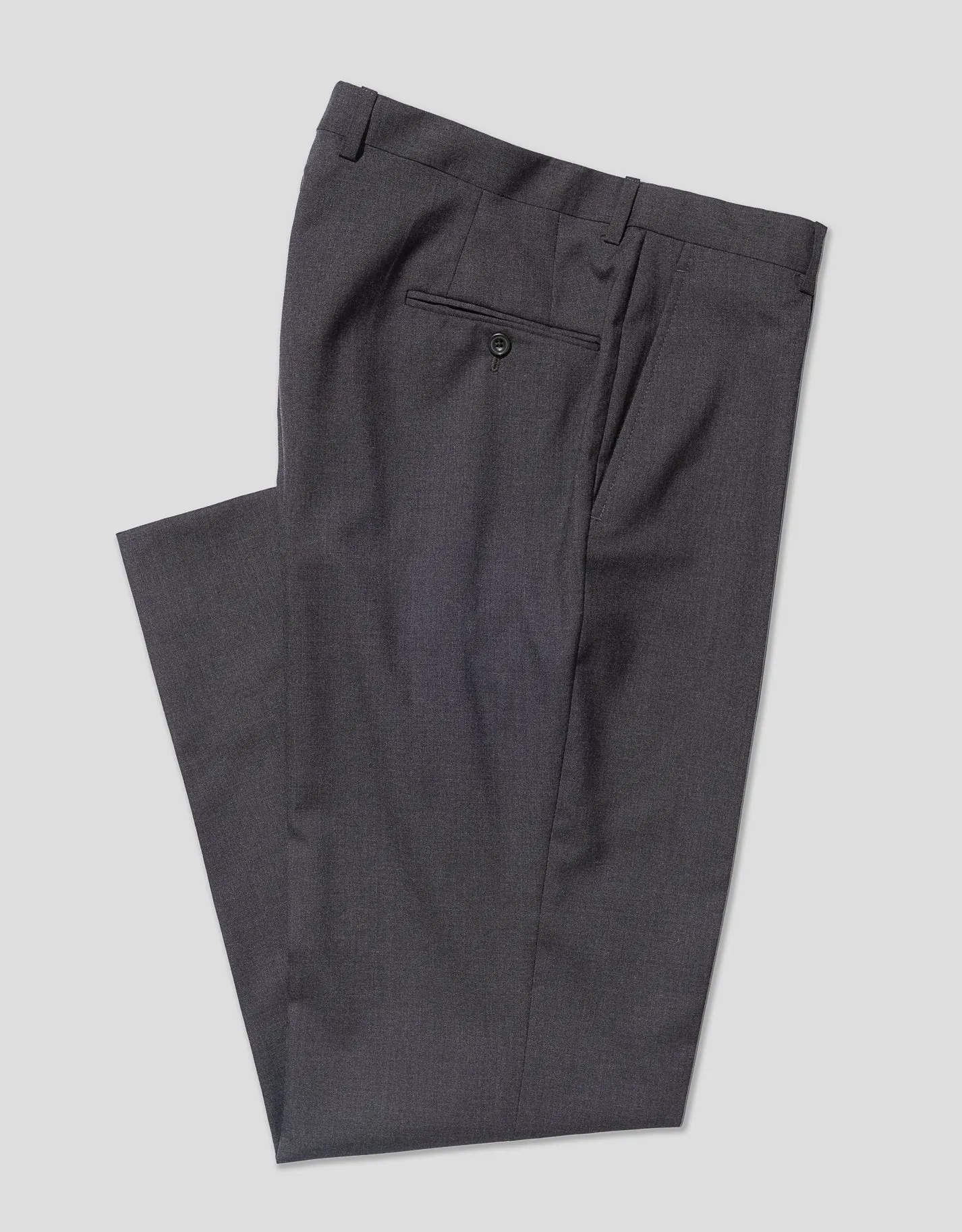 PANTALON EN LAINE GRIS À PLI SIMPLE