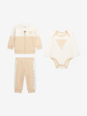 Ensemble de survêtement Guess Baby 3 pièces en beige