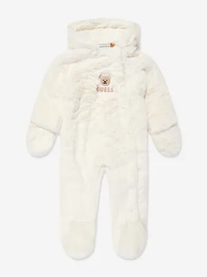 Combinaison de neige en fausse fourrure Guess Baby en ivoire