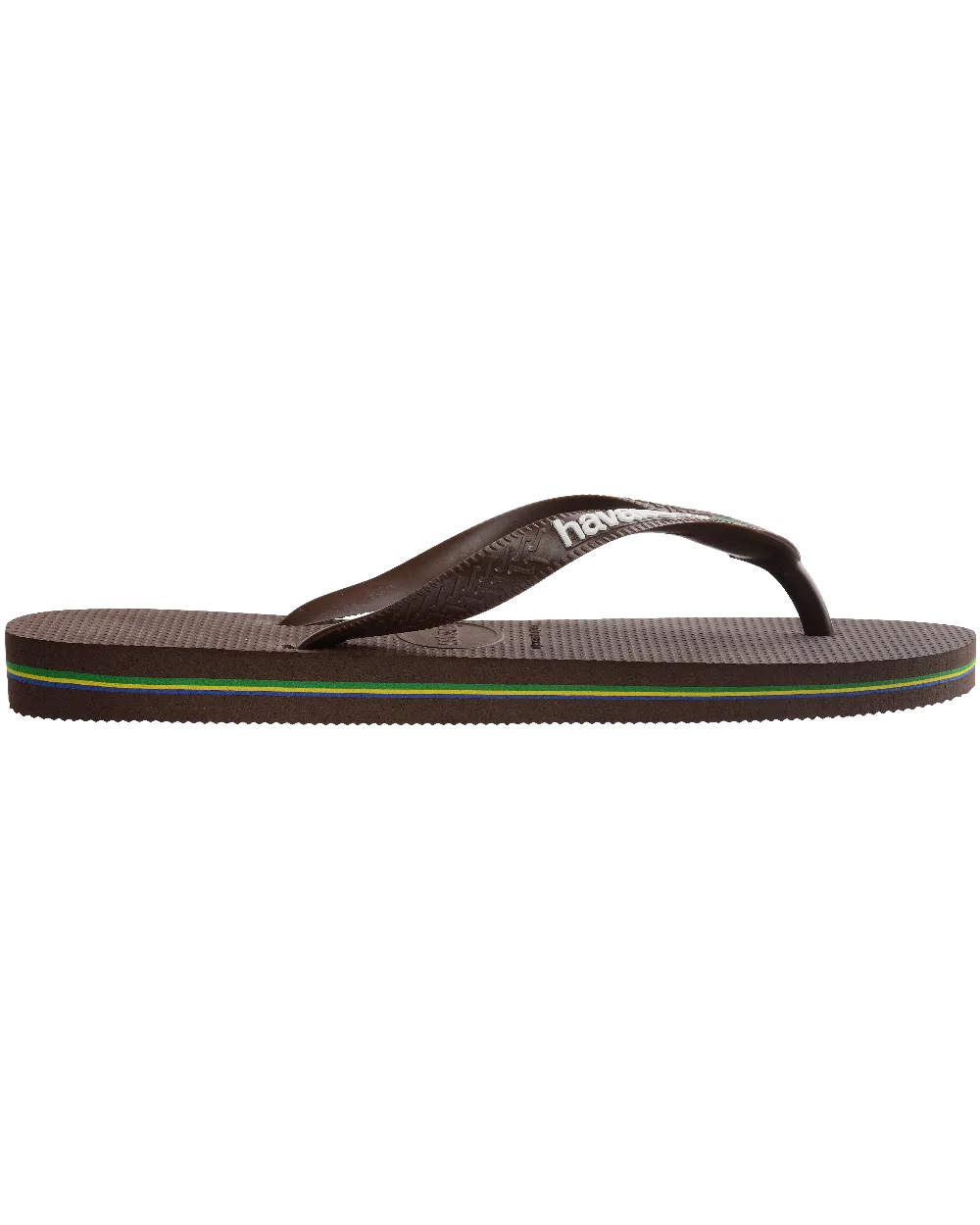 Tongues Havaianas Brésil Logo en Marron Foncé et Blanc