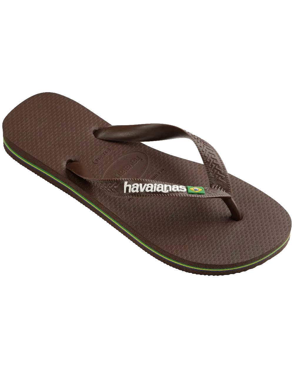 Tongues Havaianas Brésil Logo en Marron Foncé et Blanc