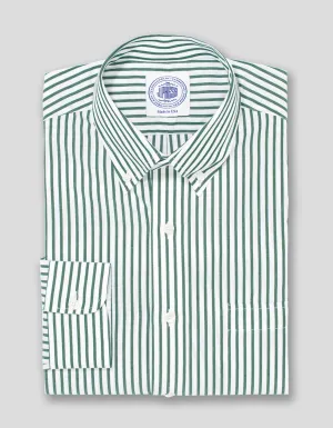 CHEMISE HABILLÉE EN POPELINE RAYÉE BOUCHER VERT CHASSEUR/BLANC