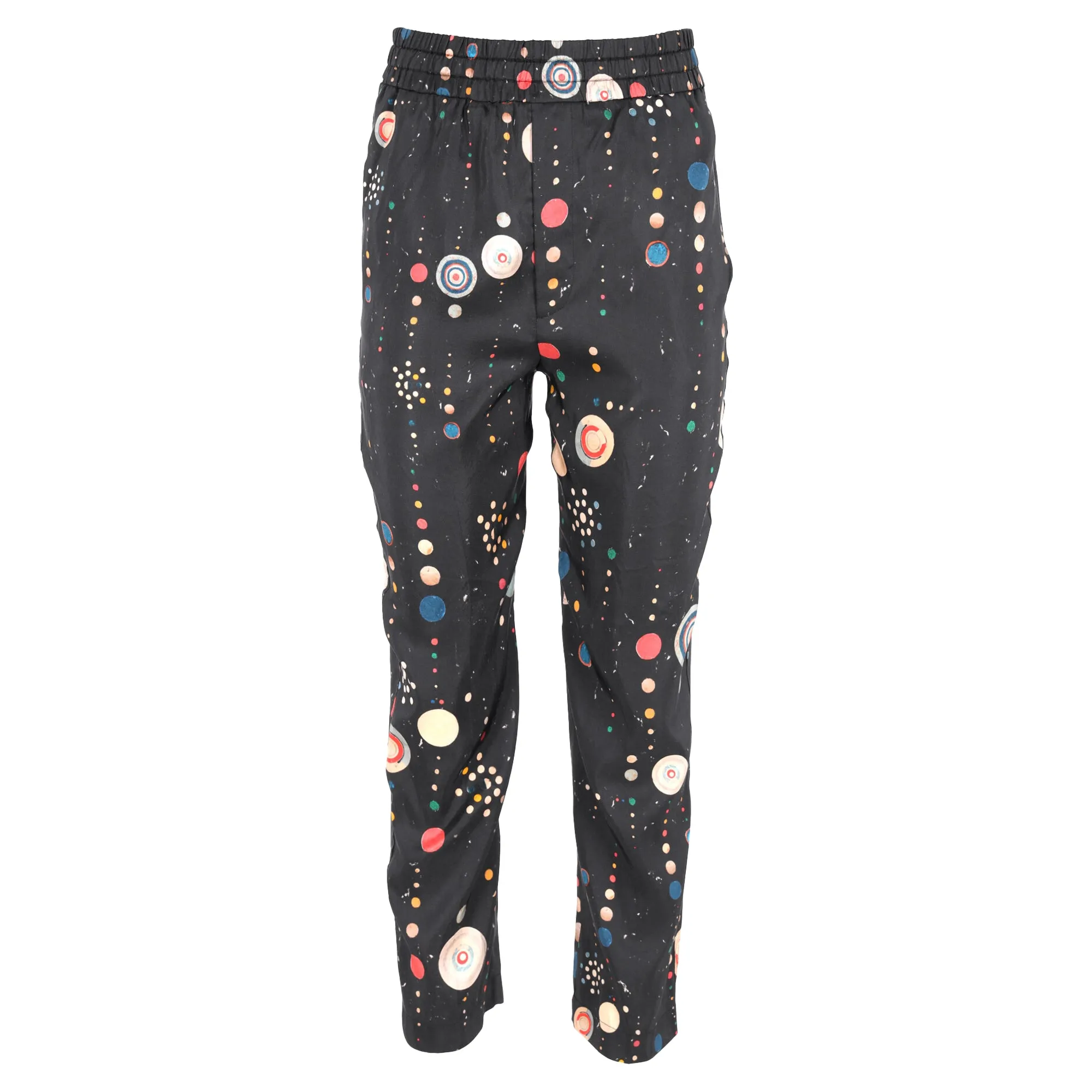 Pantalon droit Isabel Marant à taille gainée en coton noir avec imprimé pois