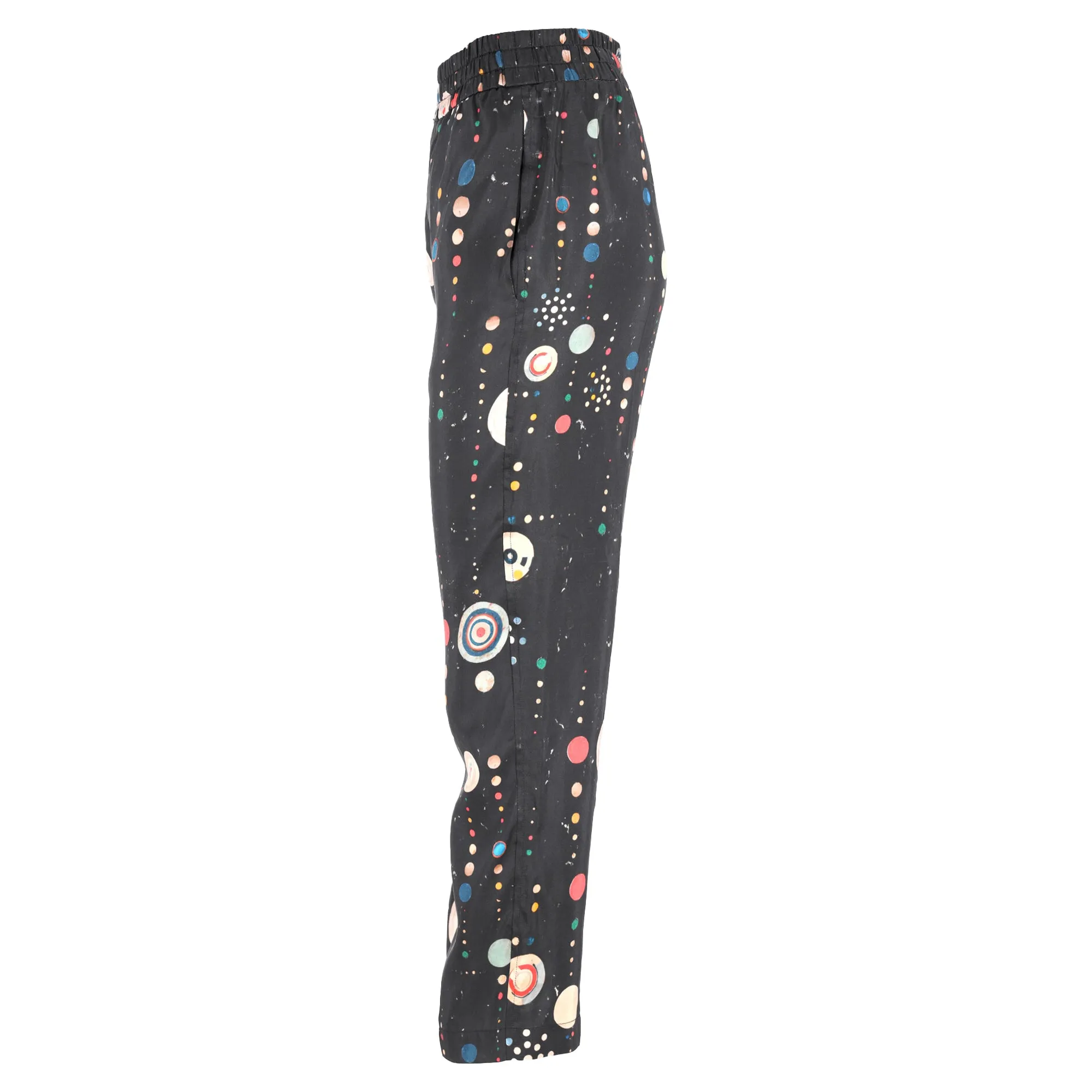 Pantalon droit Isabel Marant à taille gainée en coton noir avec imprimé pois