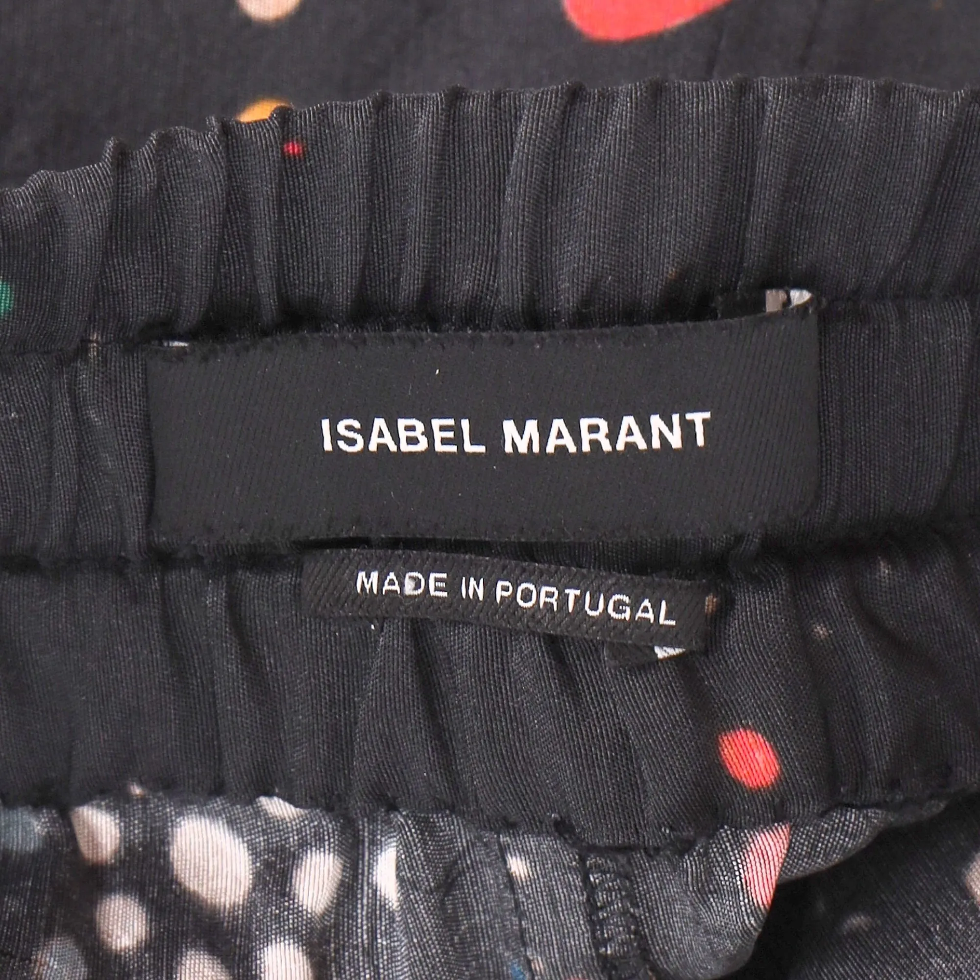 Pantalon droit Isabel Marant à taille gainée en coton noir avec imprimé pois