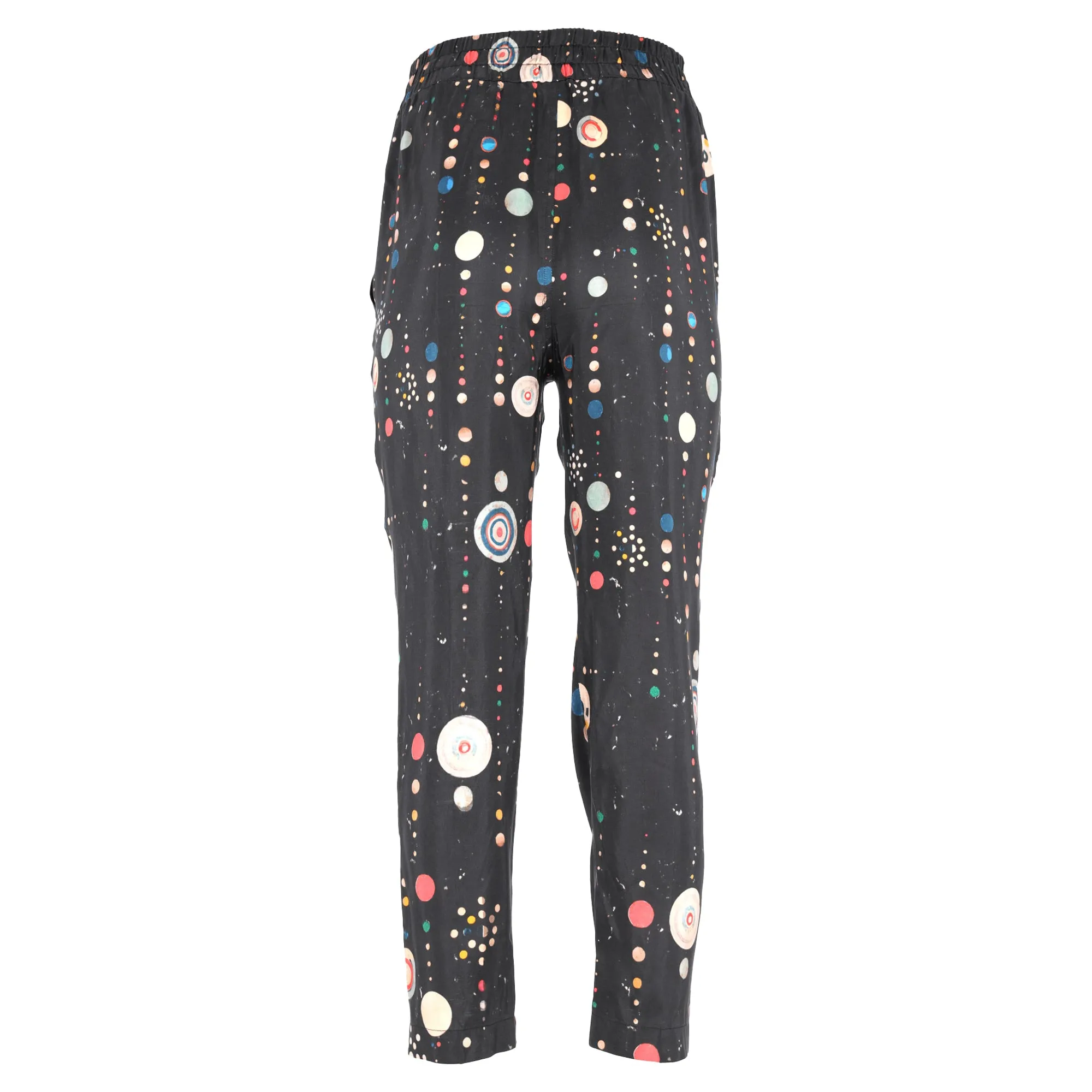 Pantalon droit Isabel Marant à taille gainée en coton noir avec imprimé pois