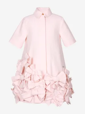 Robe à nœud papillon en jacquard pointillé Jessie And James pour filles en rose