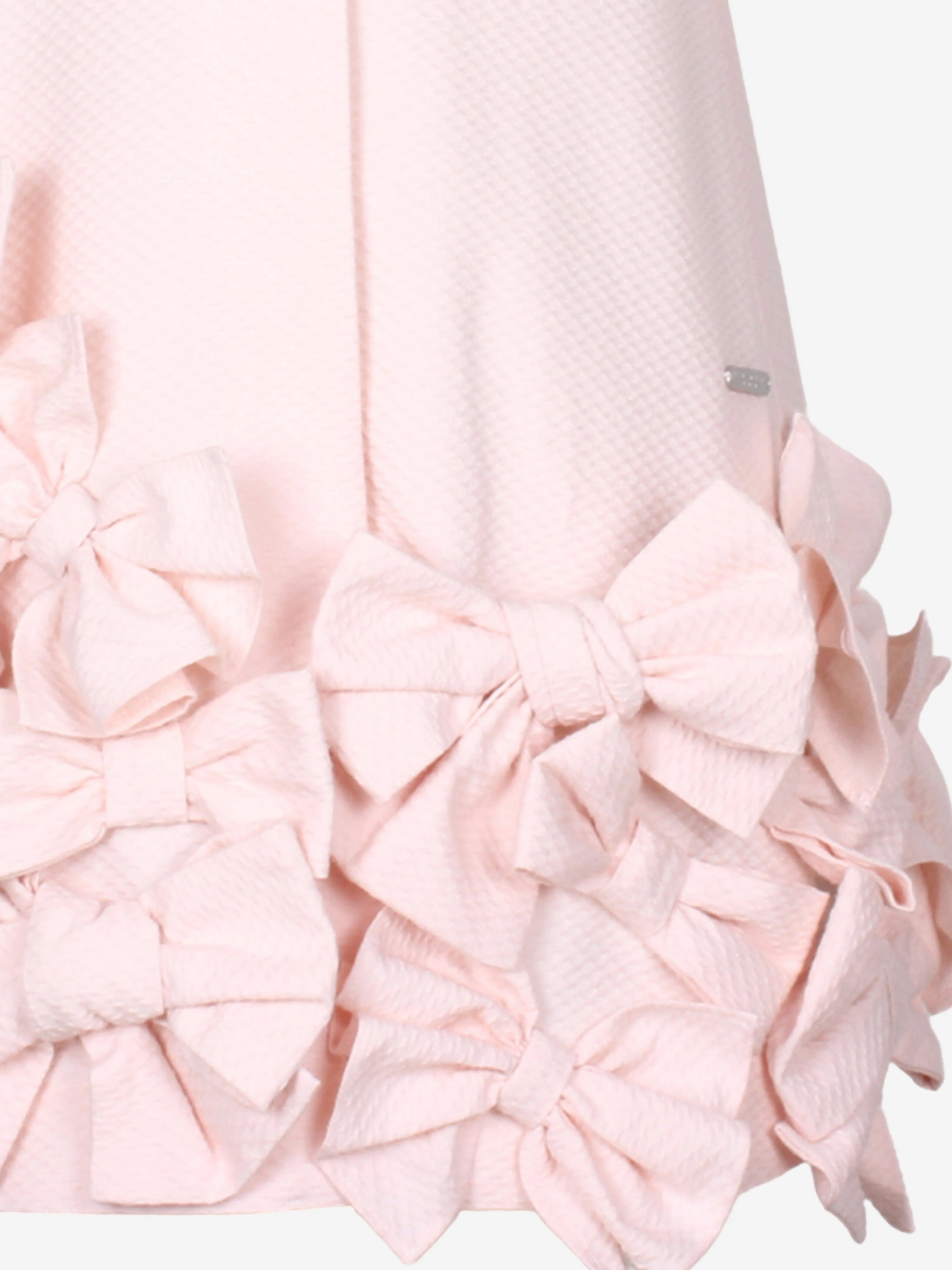 Robe à nœud papillon en jacquard pointillé Jessie And James pour filles en rose