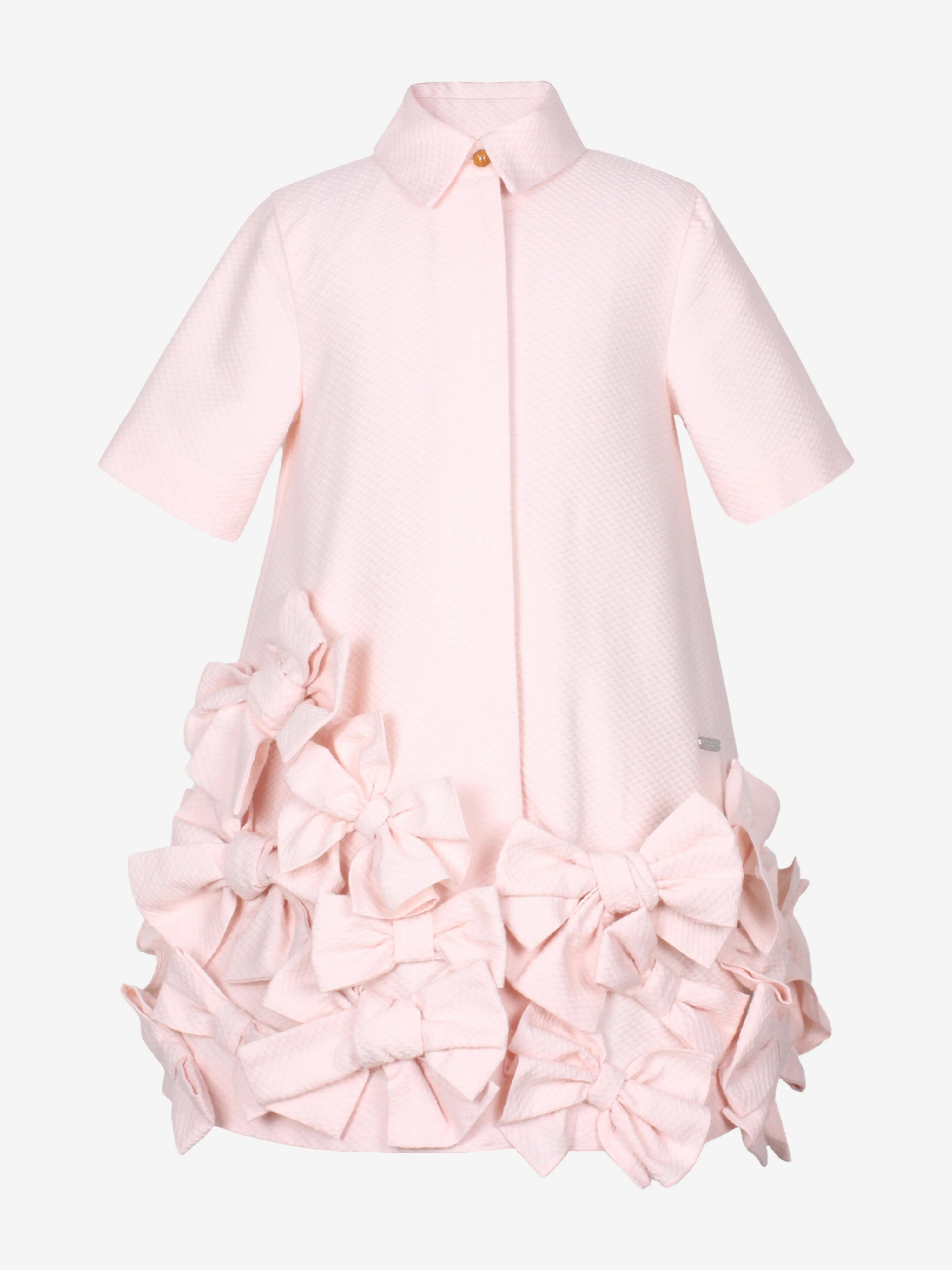 Robe à nœud papillon en jacquard pointillé Jessie And James pour filles en rose