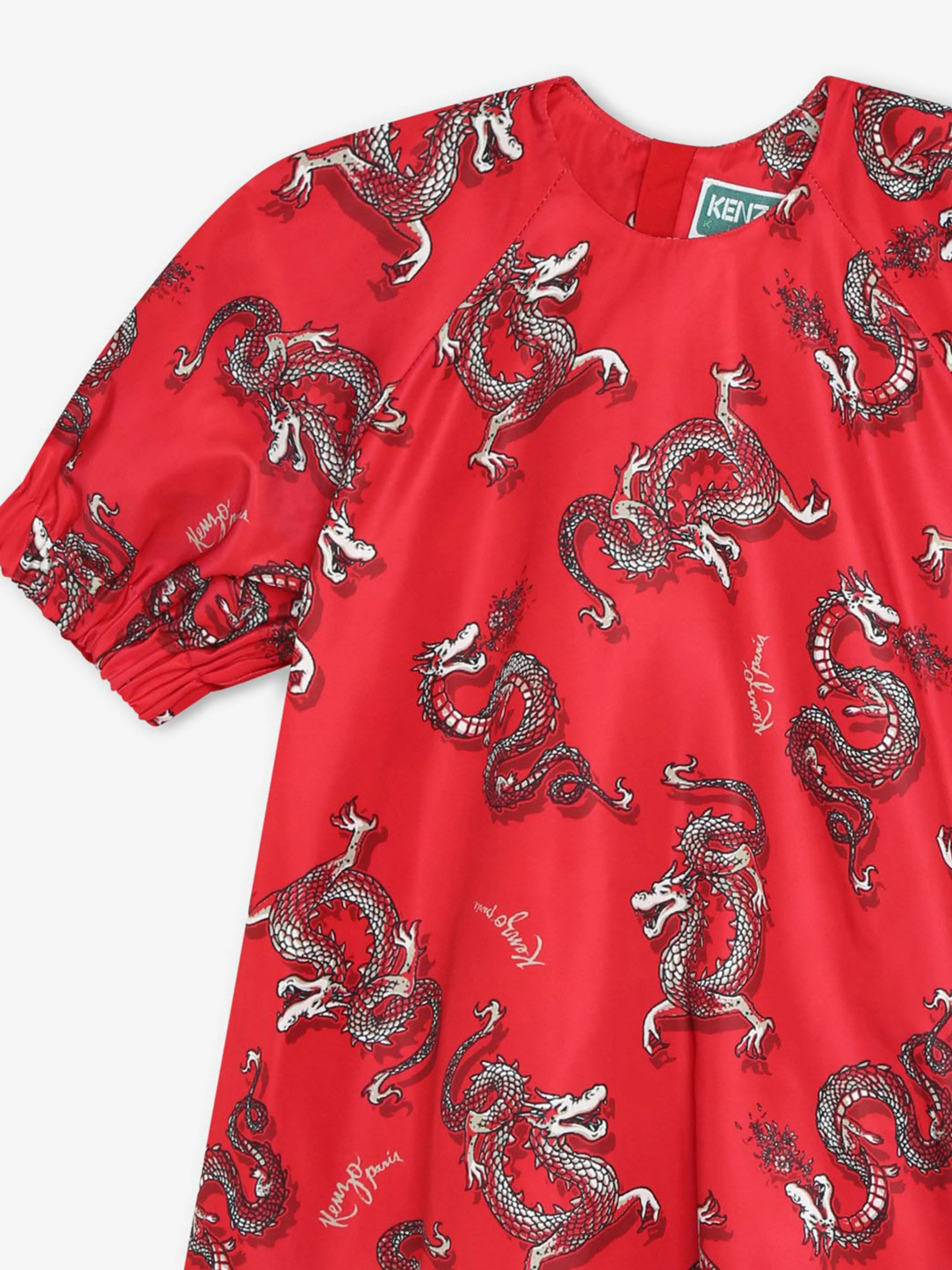 Robe KENZO Girls à motif dragon en rouge