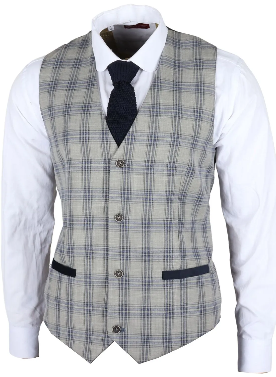 Gilet gris à carreaux Knight Checked