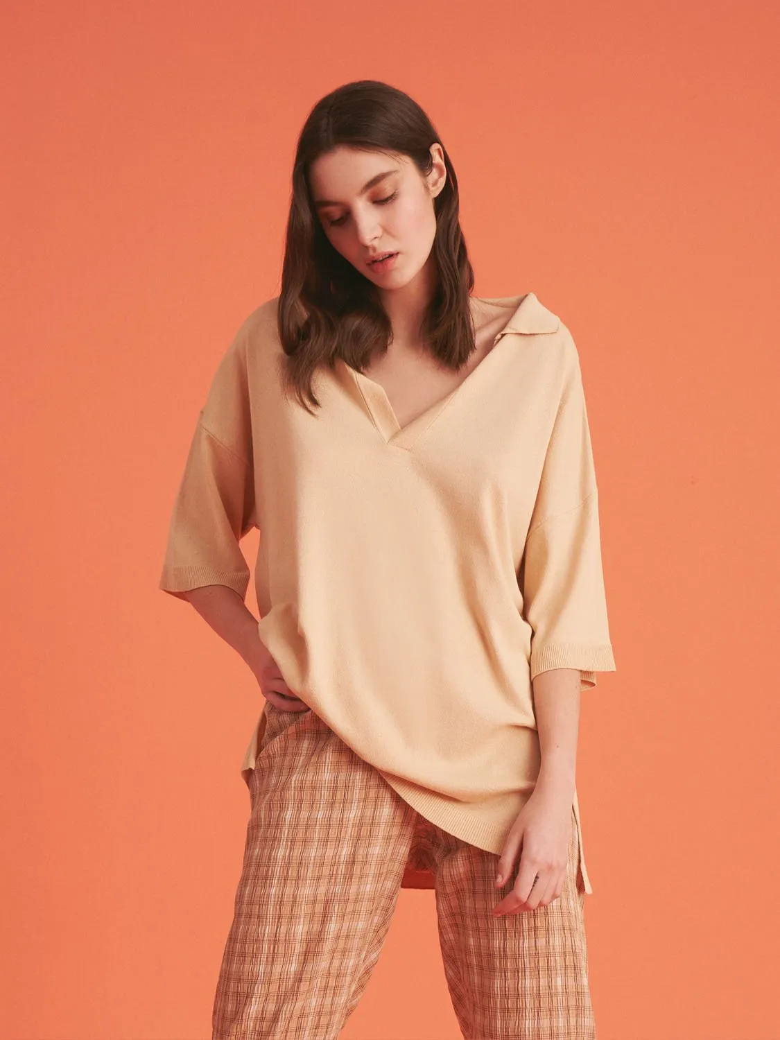 Haut en tricot à col revers