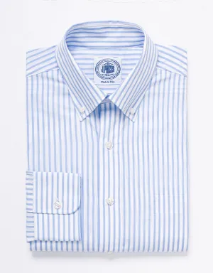 CHEMISE HABILLÉE EN POPELINE À RAYURES BOUCHER BLEU CLAIR BLANC