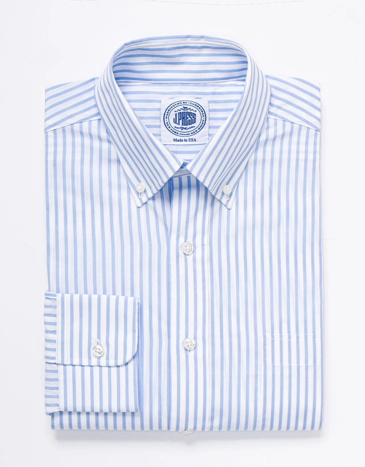 CHEMISE HABILLÉE EN POPELINE À RAYURES BOUCHER BLEU CLAIR BLANC