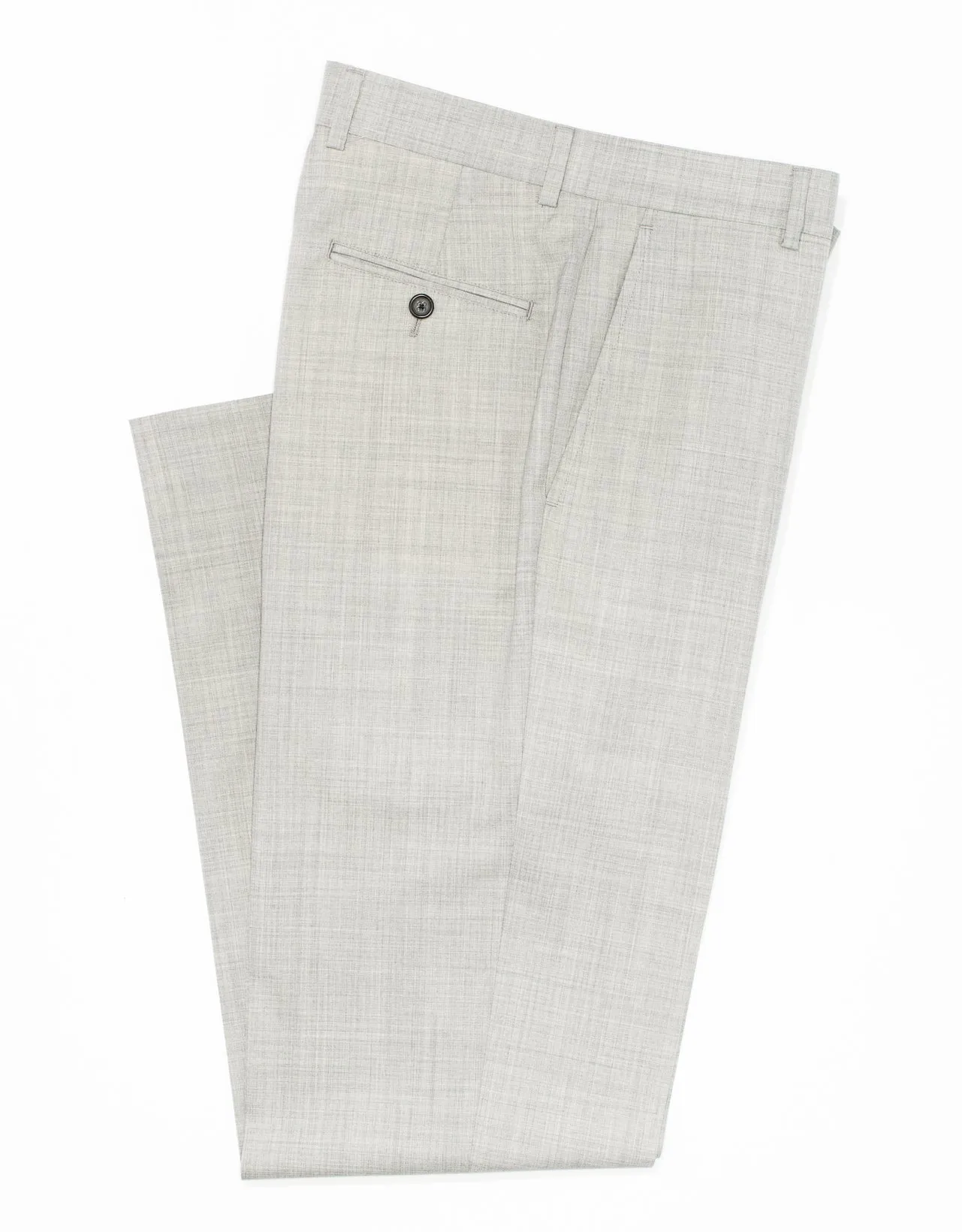 PANTALON EN LAINE TROPICALE GRIS CLAIR