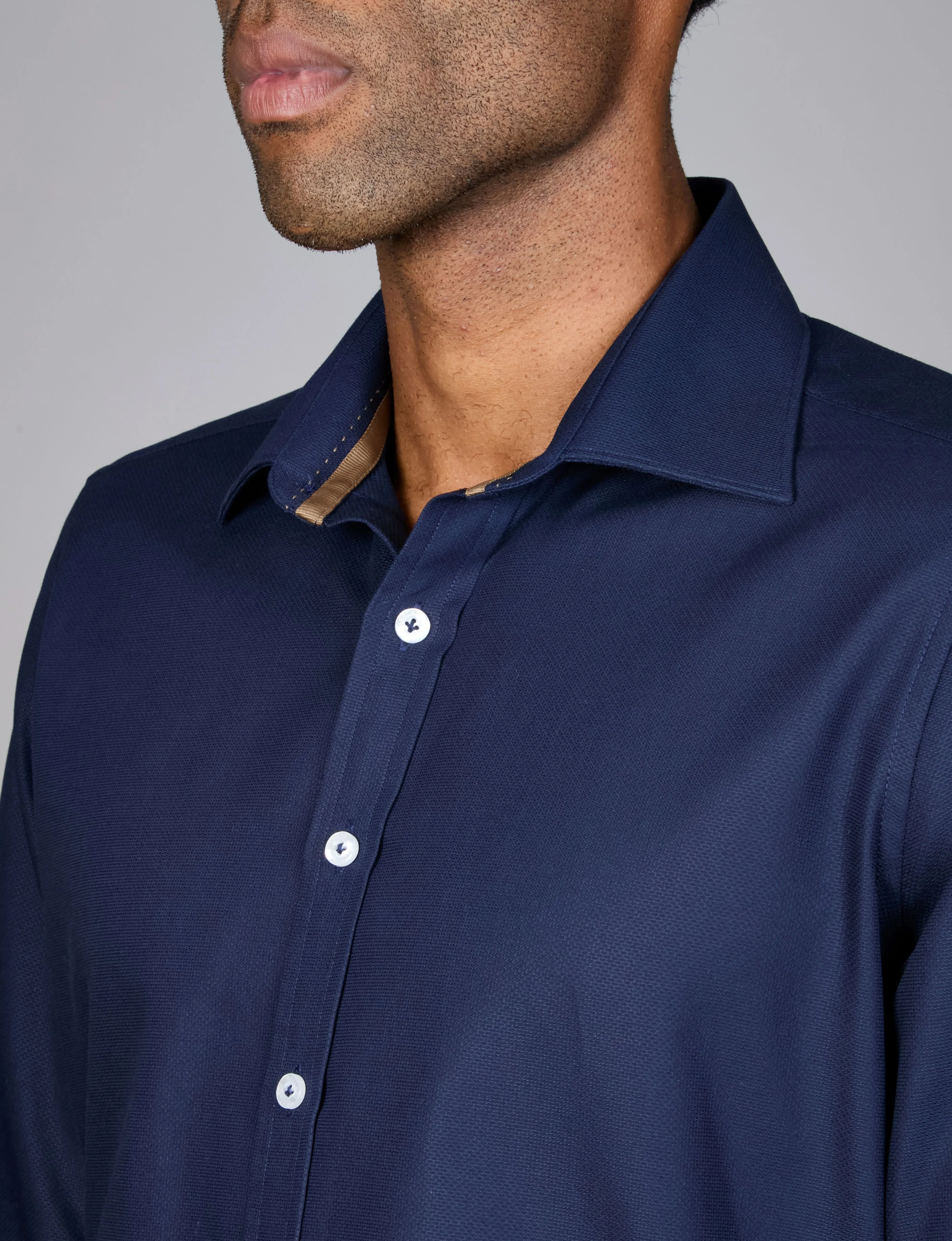 Chemise de Sport à Manches Longues - Texturée - Marine Abelard Clothing