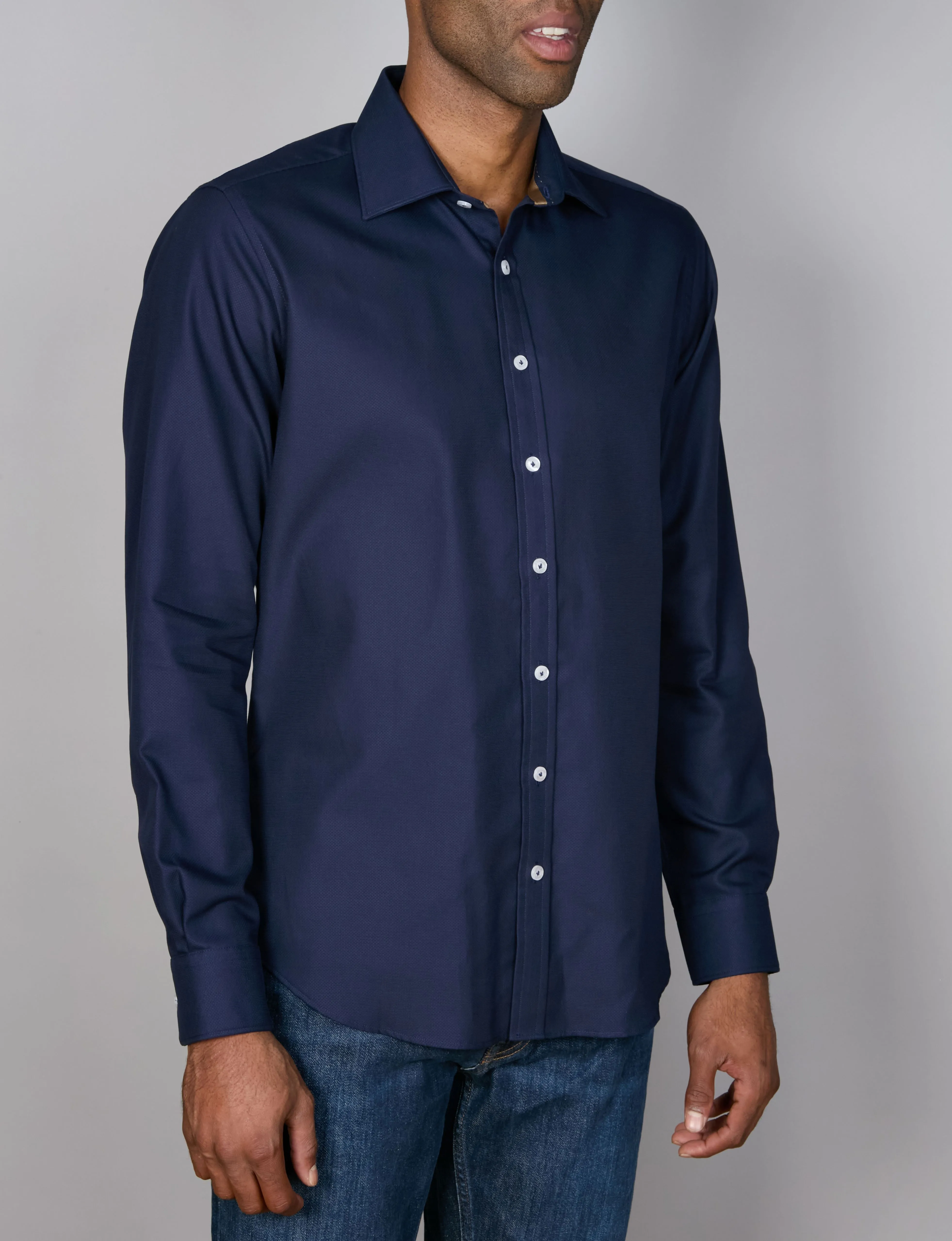 Chemise de Sport à Manches Longues - Texturée - Marine Abelard Clothing