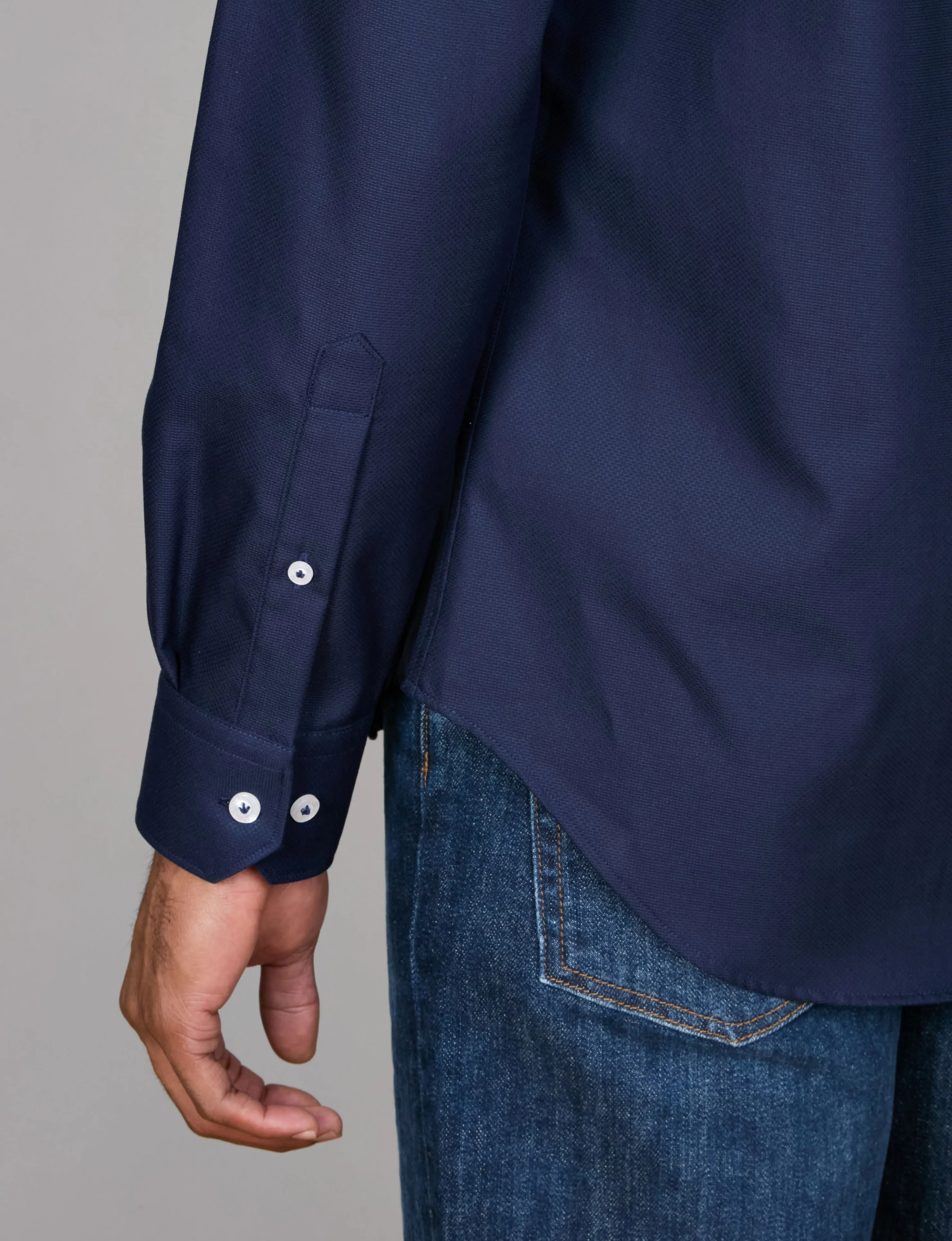 Chemise de Sport à Manches Longues - Texturée - Marine Abelard Clothing