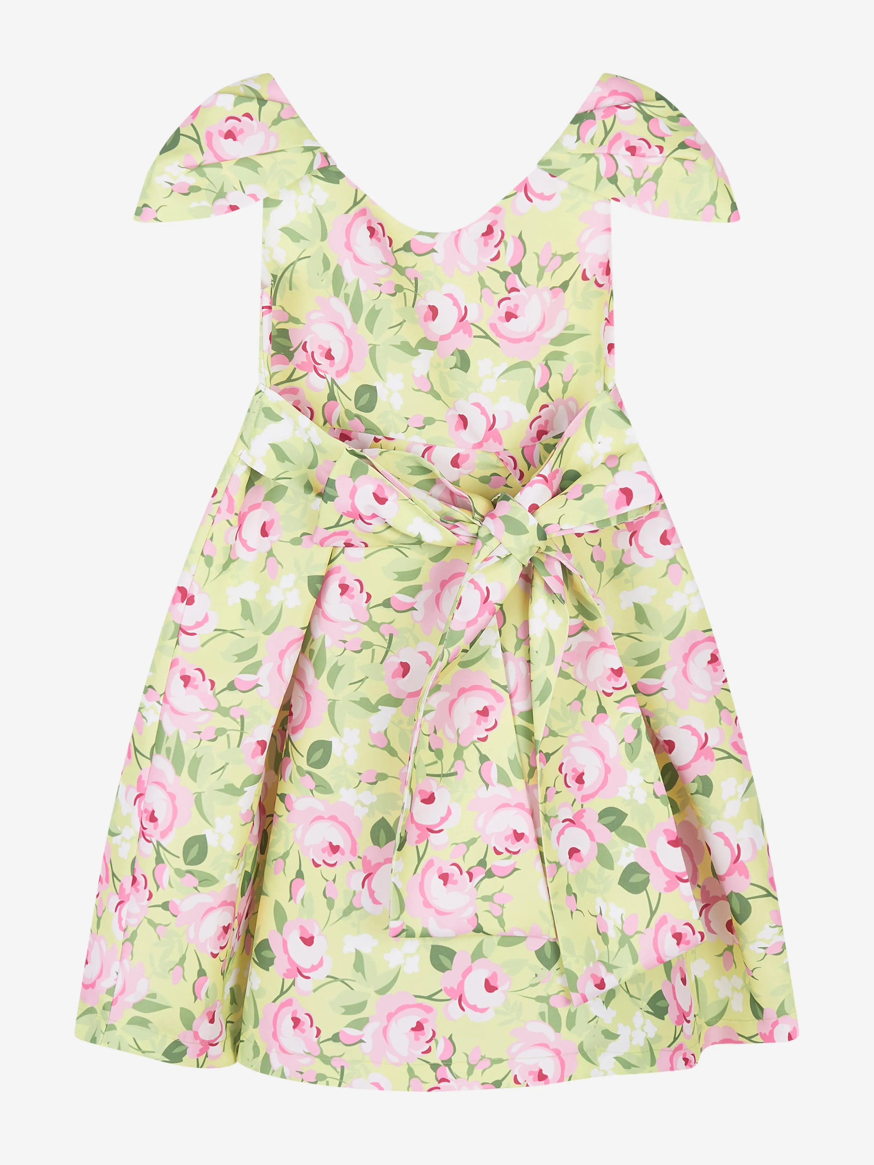 Robe à fleurs Mama Luma avec ceinture en jaune