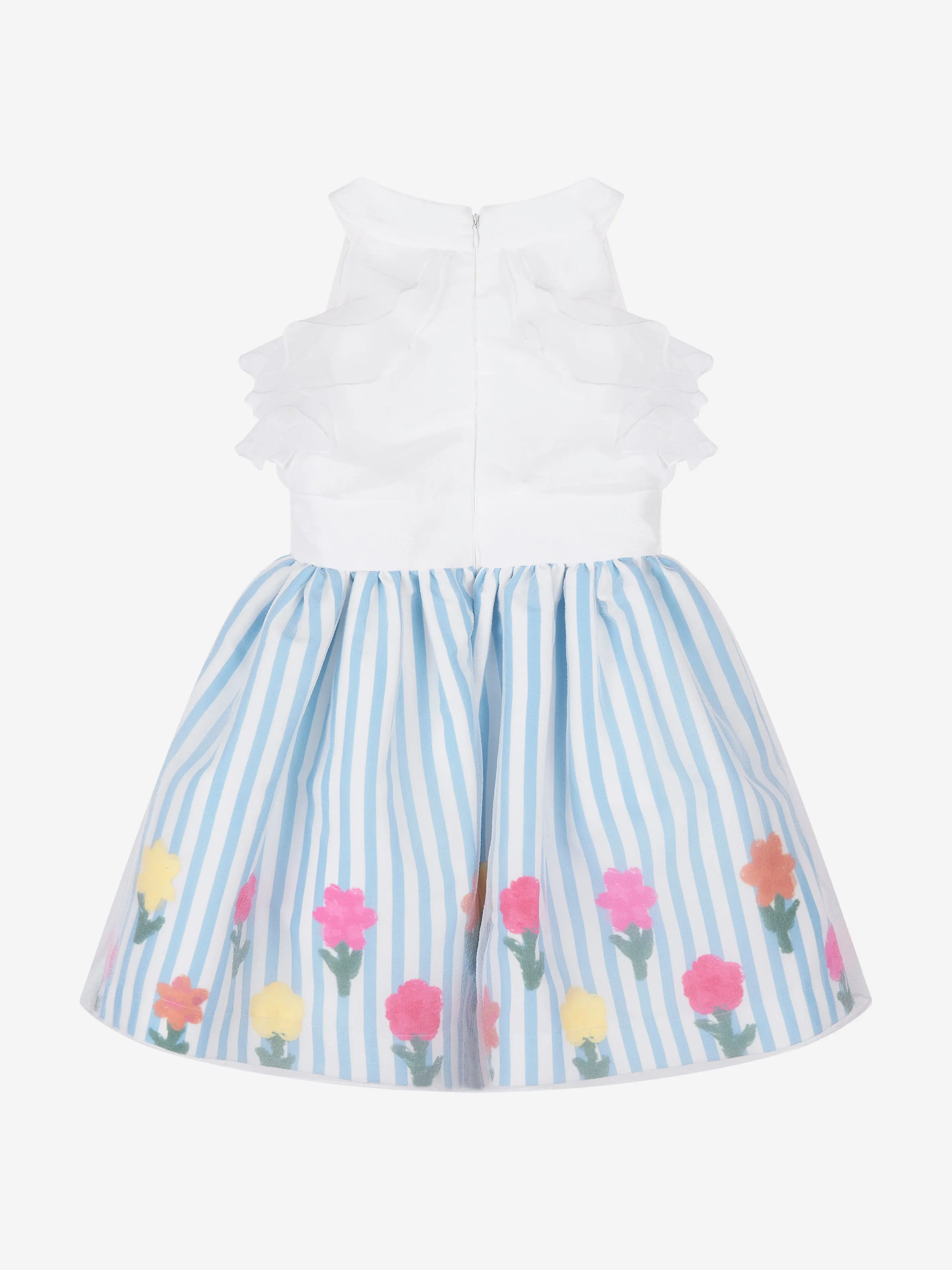 Robe fleurie à volants en organza Mama Luma Girls en bleu