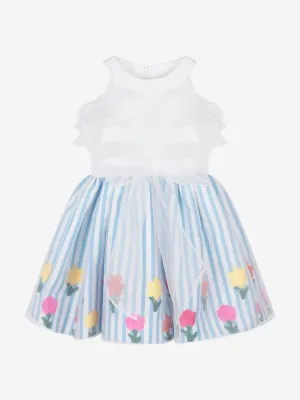 Robe fleurie à volants en organza Mama Luma Girls en bleu