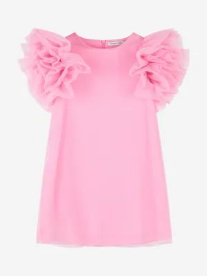 Robe à manches à volants en organza Mama Luma Girls en rose