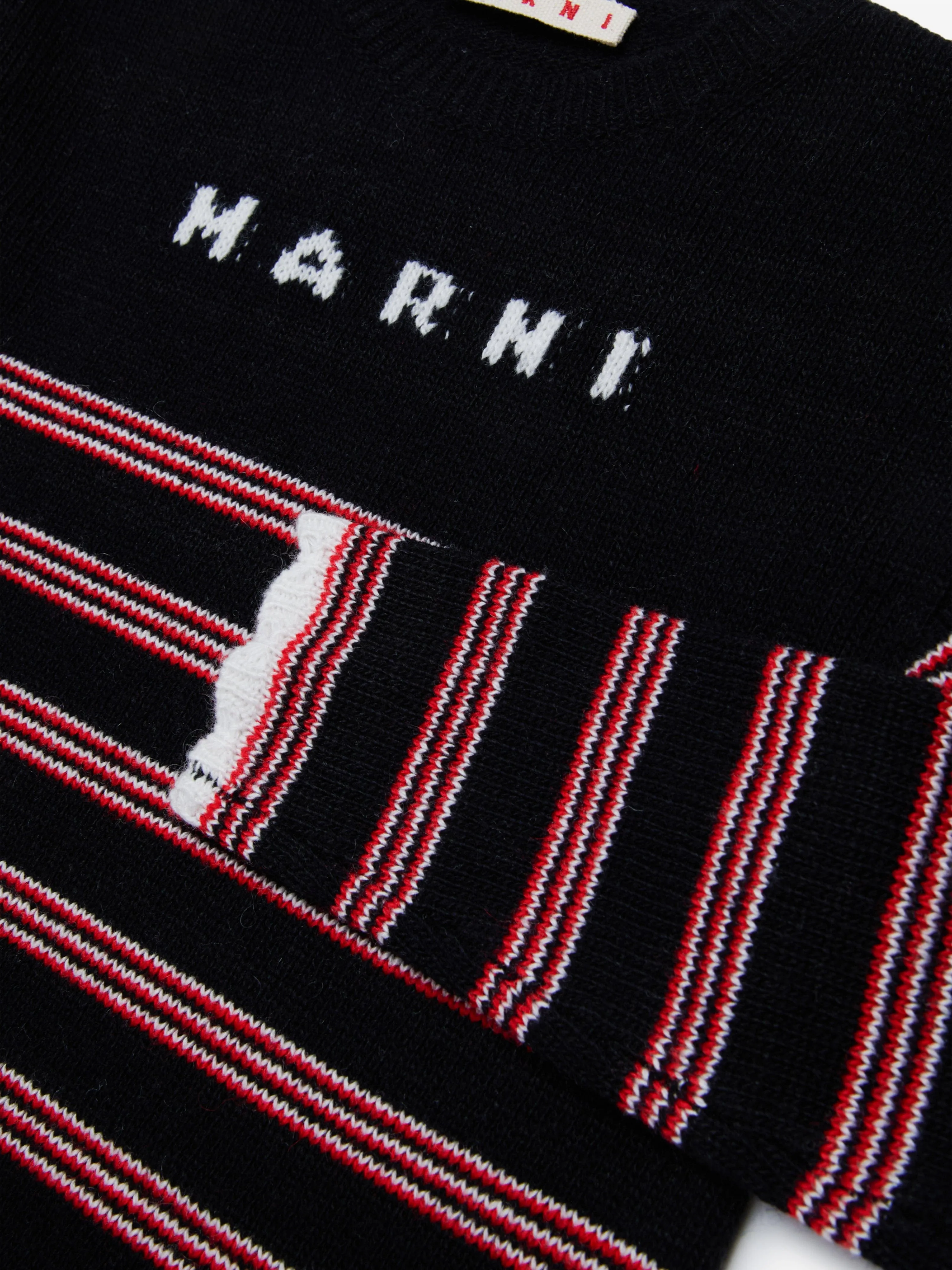 Robe rayée tricotée MARNI pour filles en noir